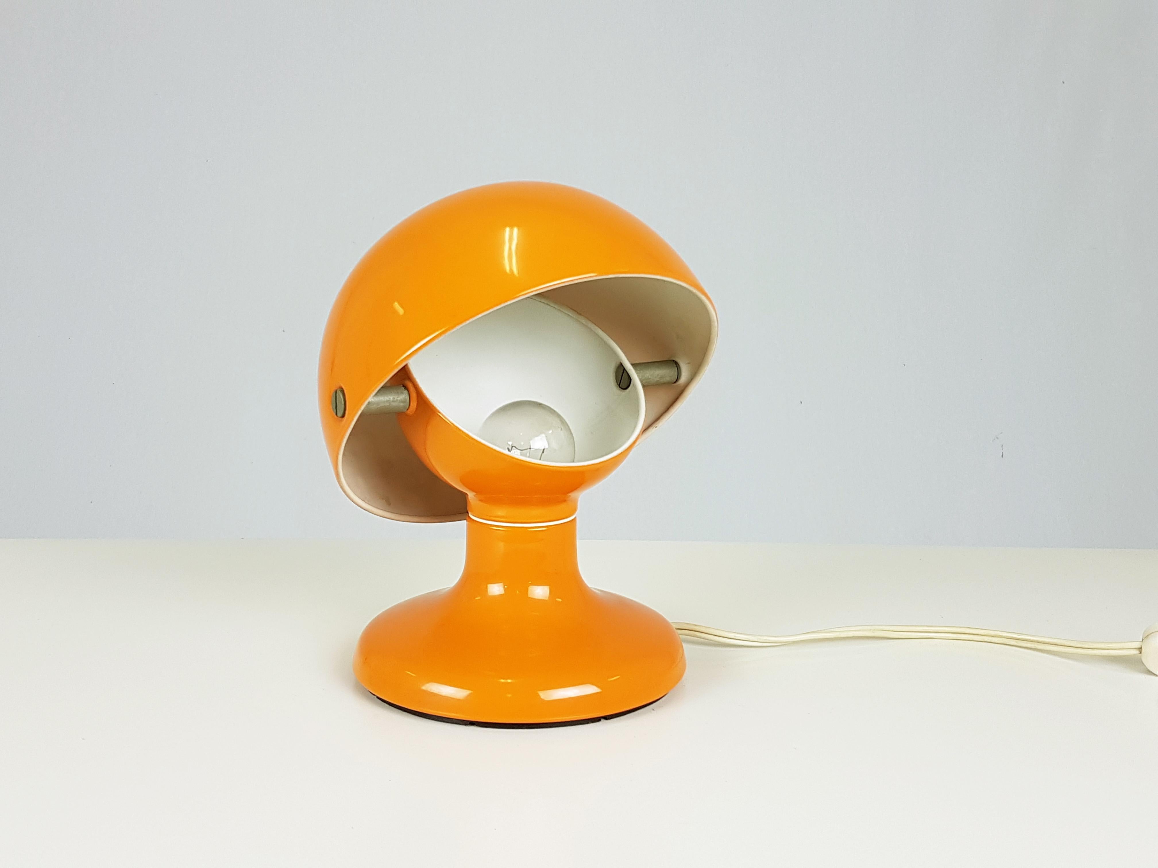 Space Age Orange Metal Table Lamp Jucker by Tobia & Afra Scarpa for Flos, 1960s For Sale