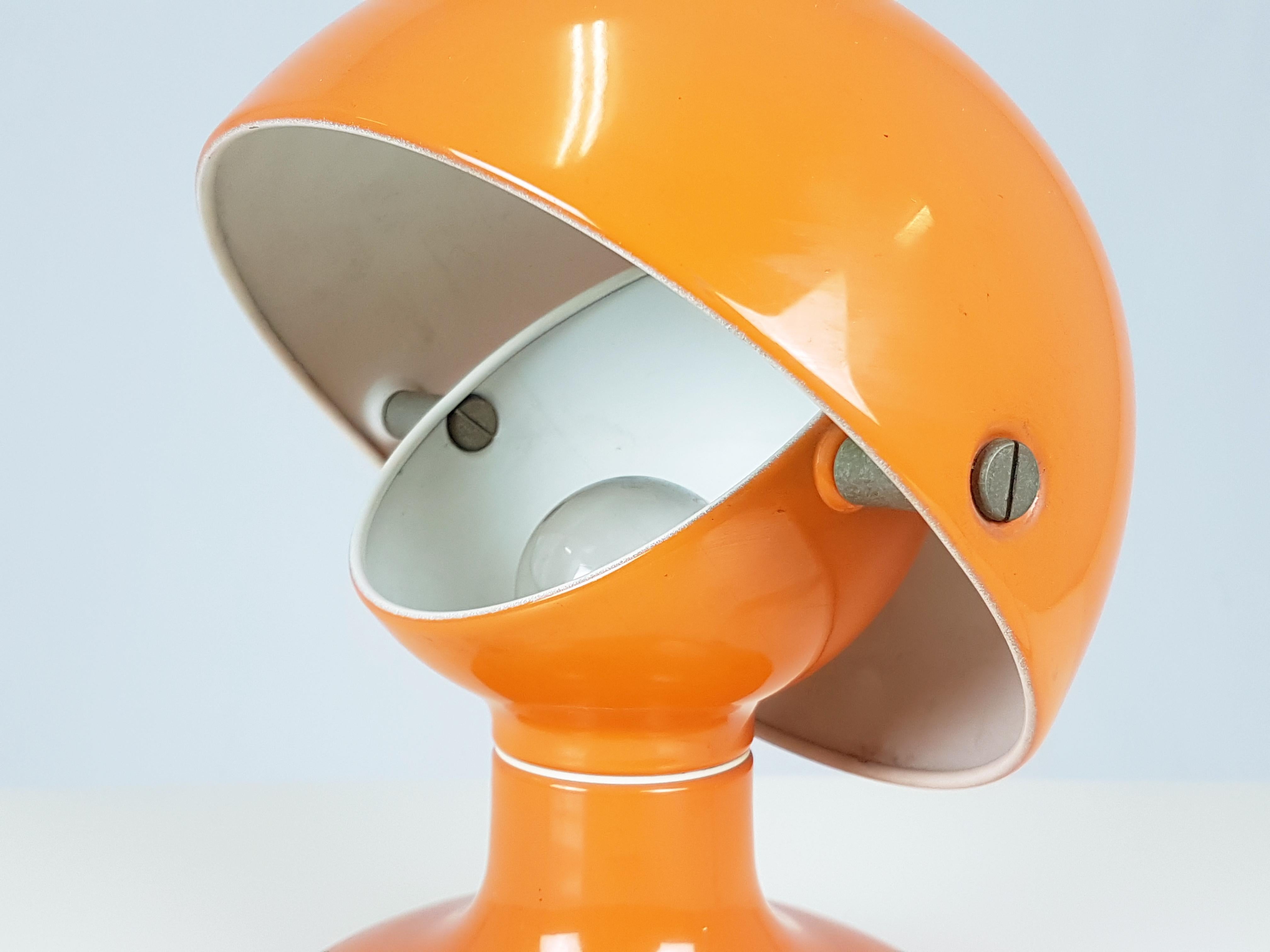 Italian Orange Metal Table Lamp Jucker by Tobia & Afra Scarpa for Flos, 1960s For Sale