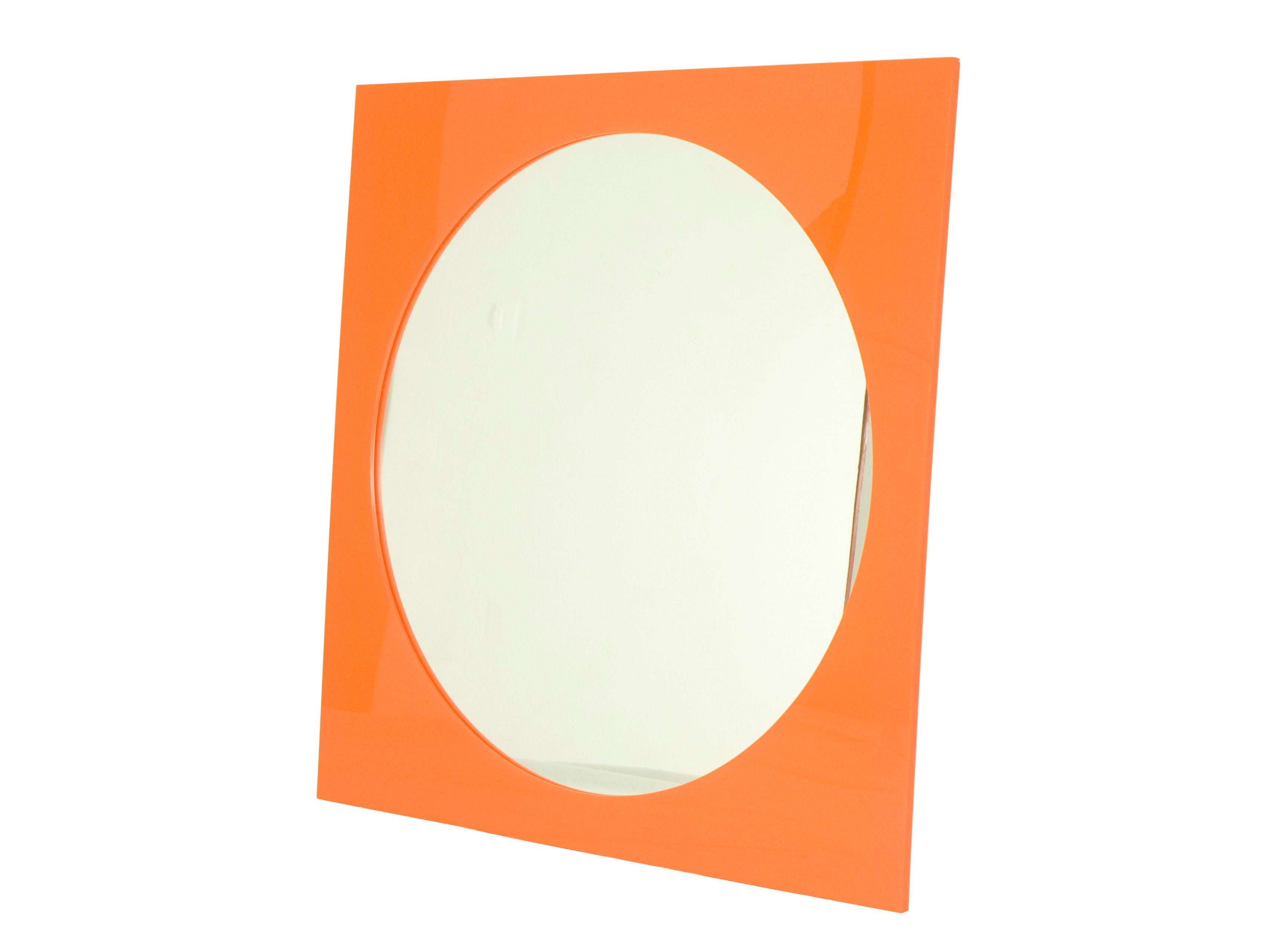 Late 19th Century Orange Methacrylate Square Mirror 4724/5 by G. Stoppino for Kartell