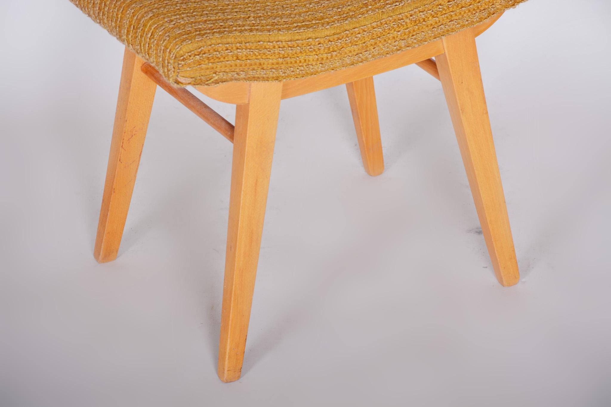 Orange Midcentury Beech Stool, 1960s, Original Preserved Condition In Good Condition For Sale In Horomerice, CZ