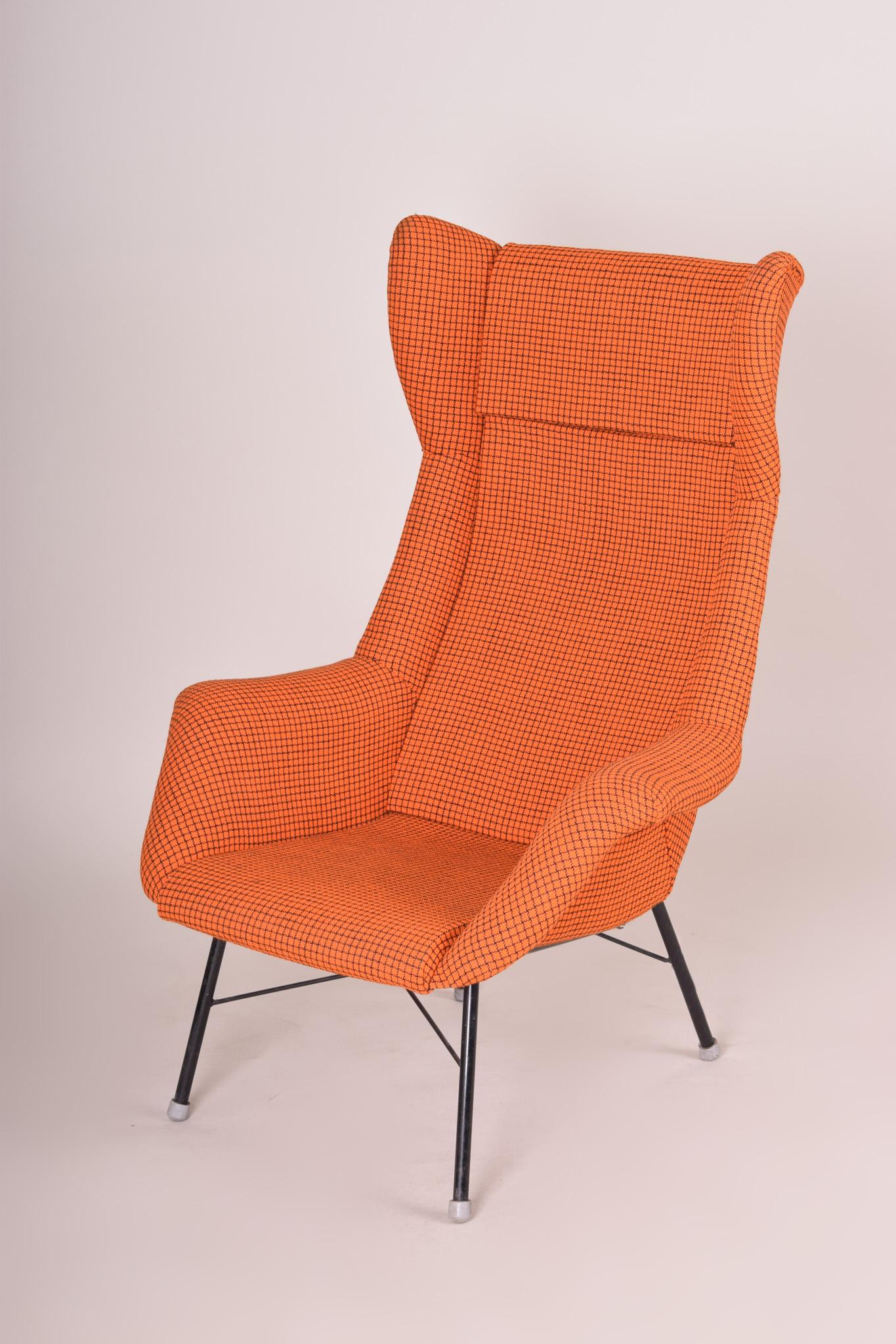 Orange mid century modern armchair, made in 1960s Czechia. Restored. Navratil.

Made by Miroslav Navratil, the chair is restored.