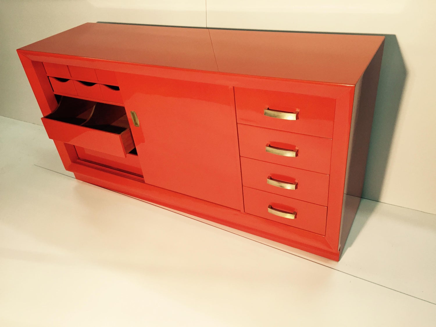 Orange Mid Century Modern Dressers Attributed To John Widdicomb