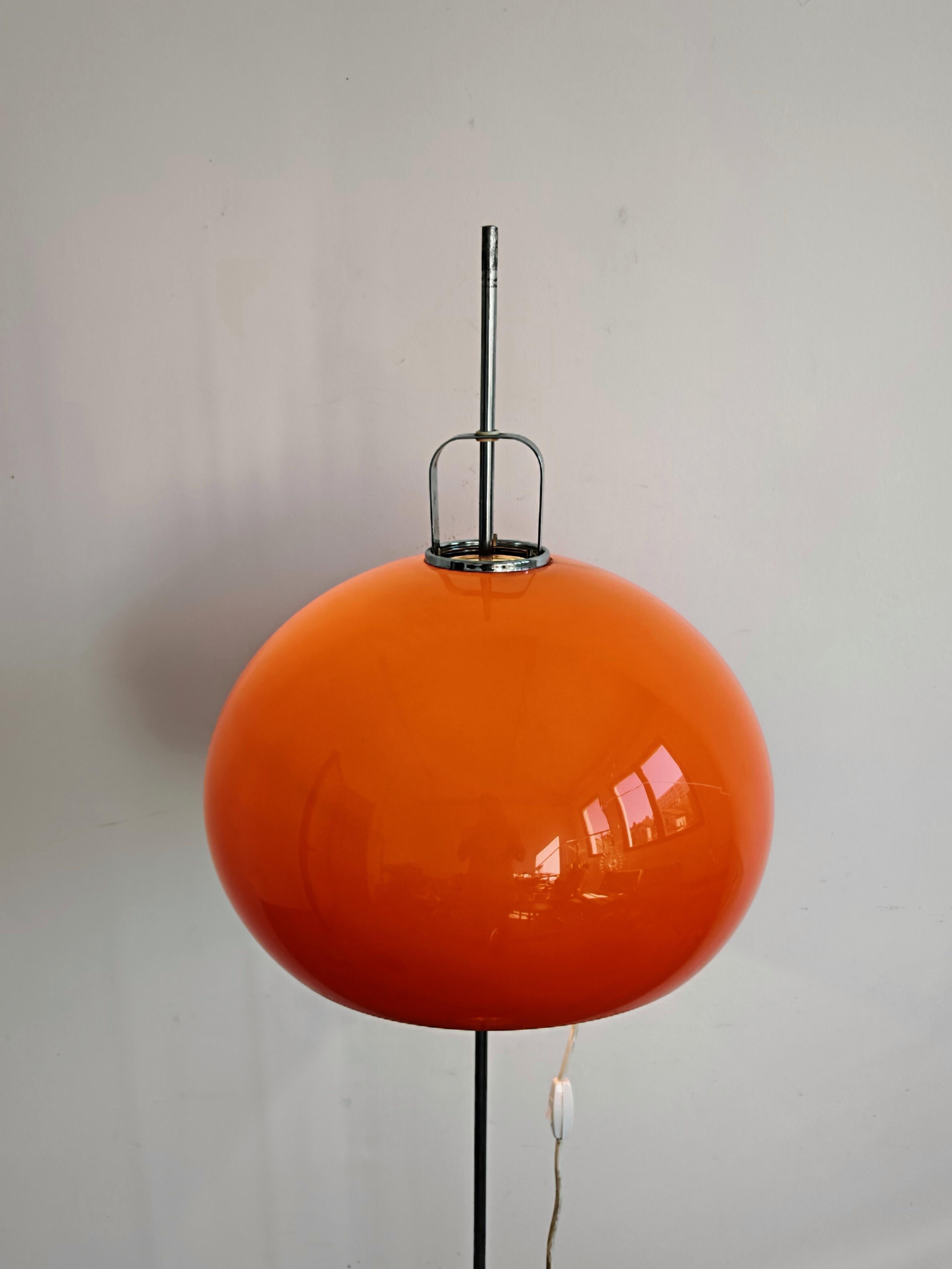 Cromo Lampada da terra arancione Mid Century Modern 