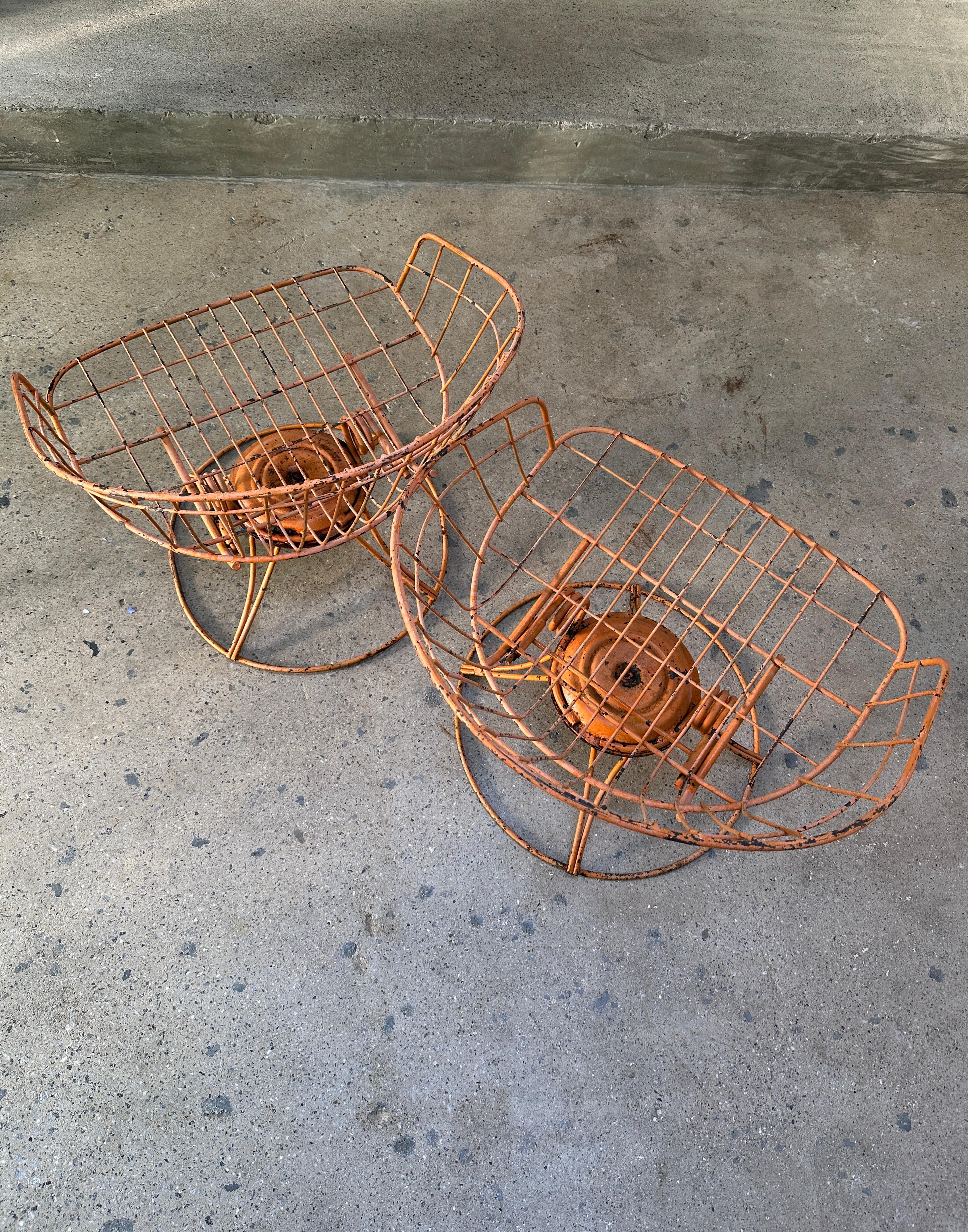 Orange Mid Century Modern Homecrest barrell back chairs 3