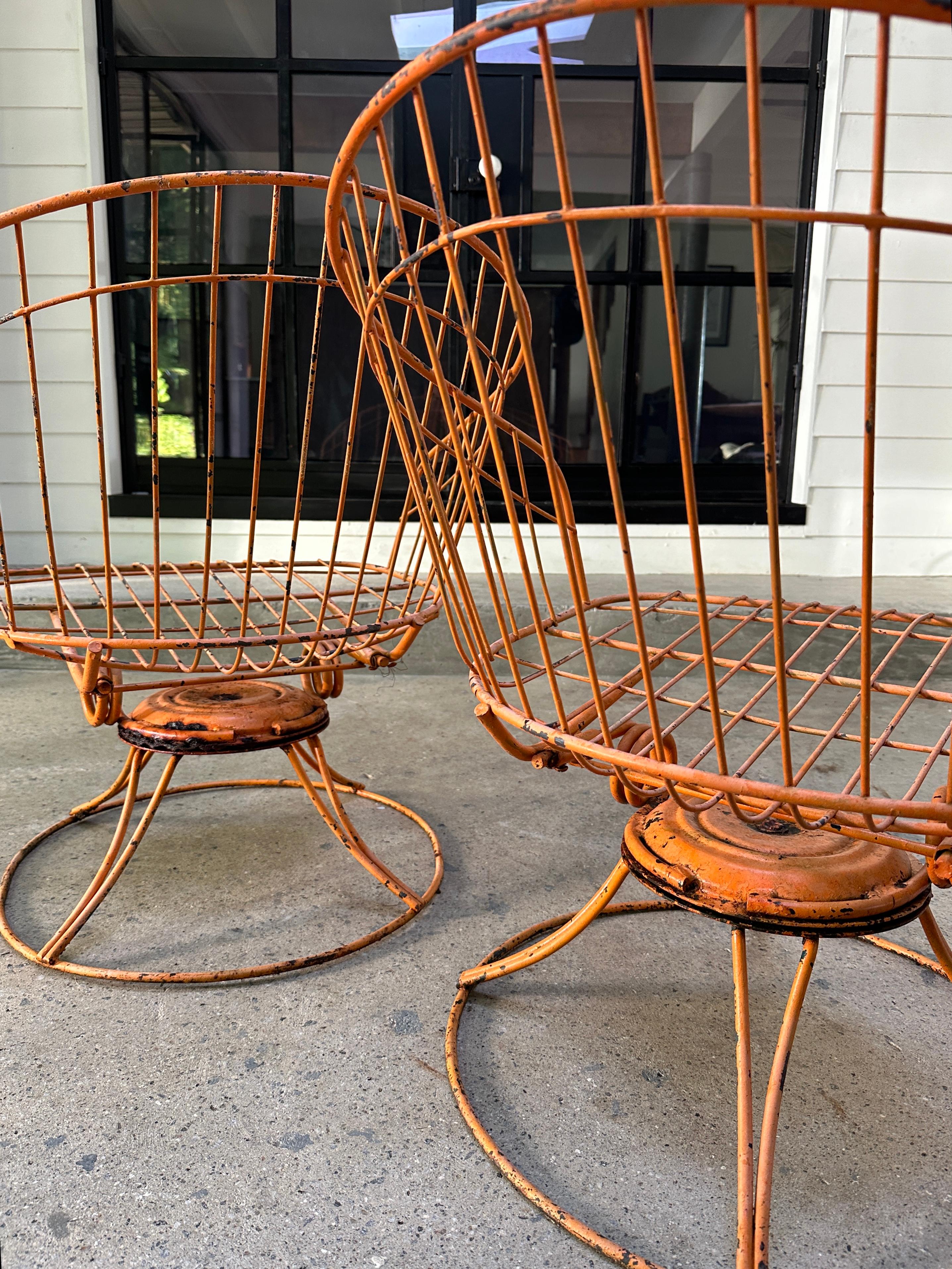Orange Mid Century Modern Homecrest barrell back chairs 4