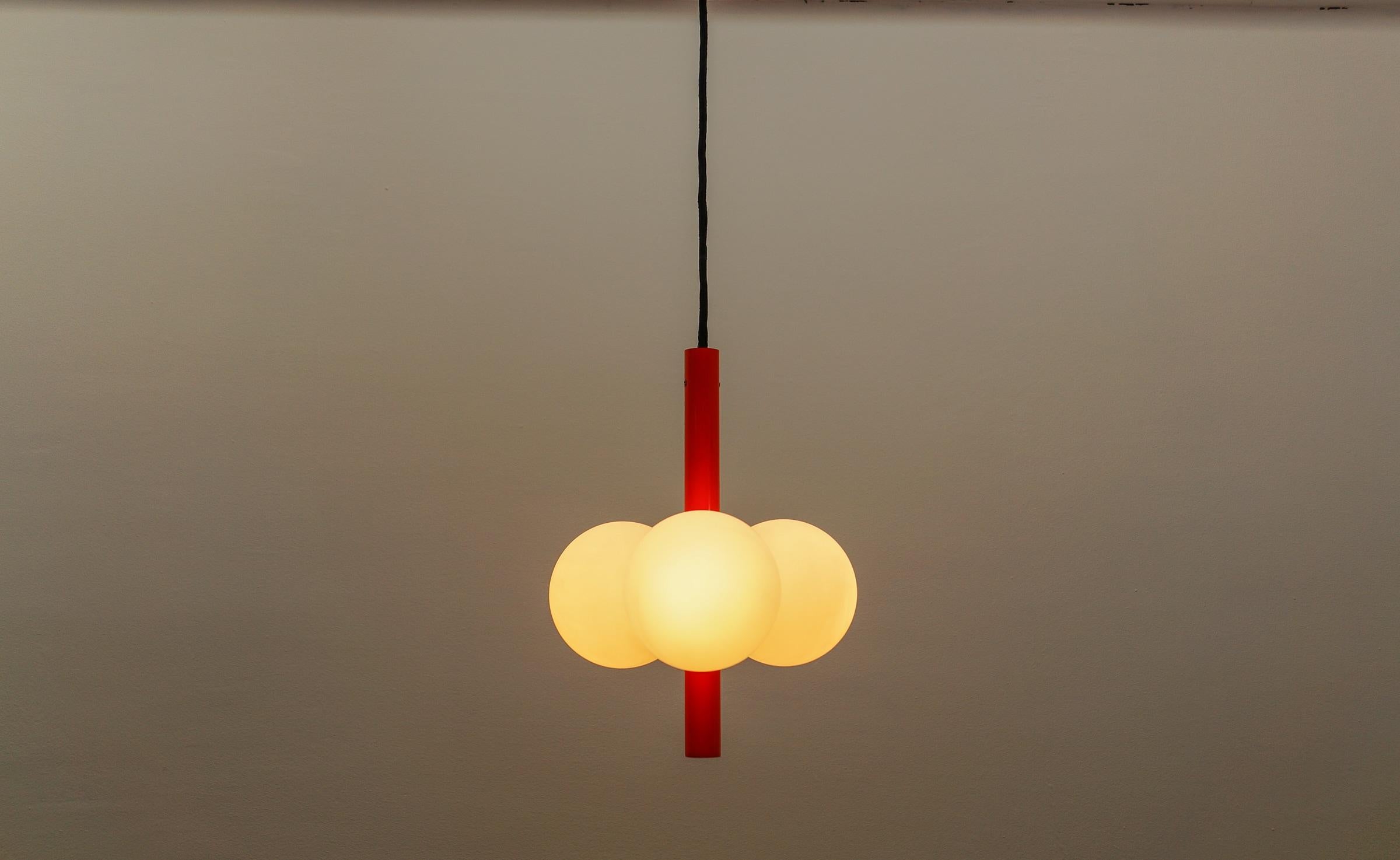 Orange Mid-Century Modern Sputnik Pendant Lamp by Kaiser Leuchten, Germany 1960s In Good Condition For Sale In Nürnberg, Bayern