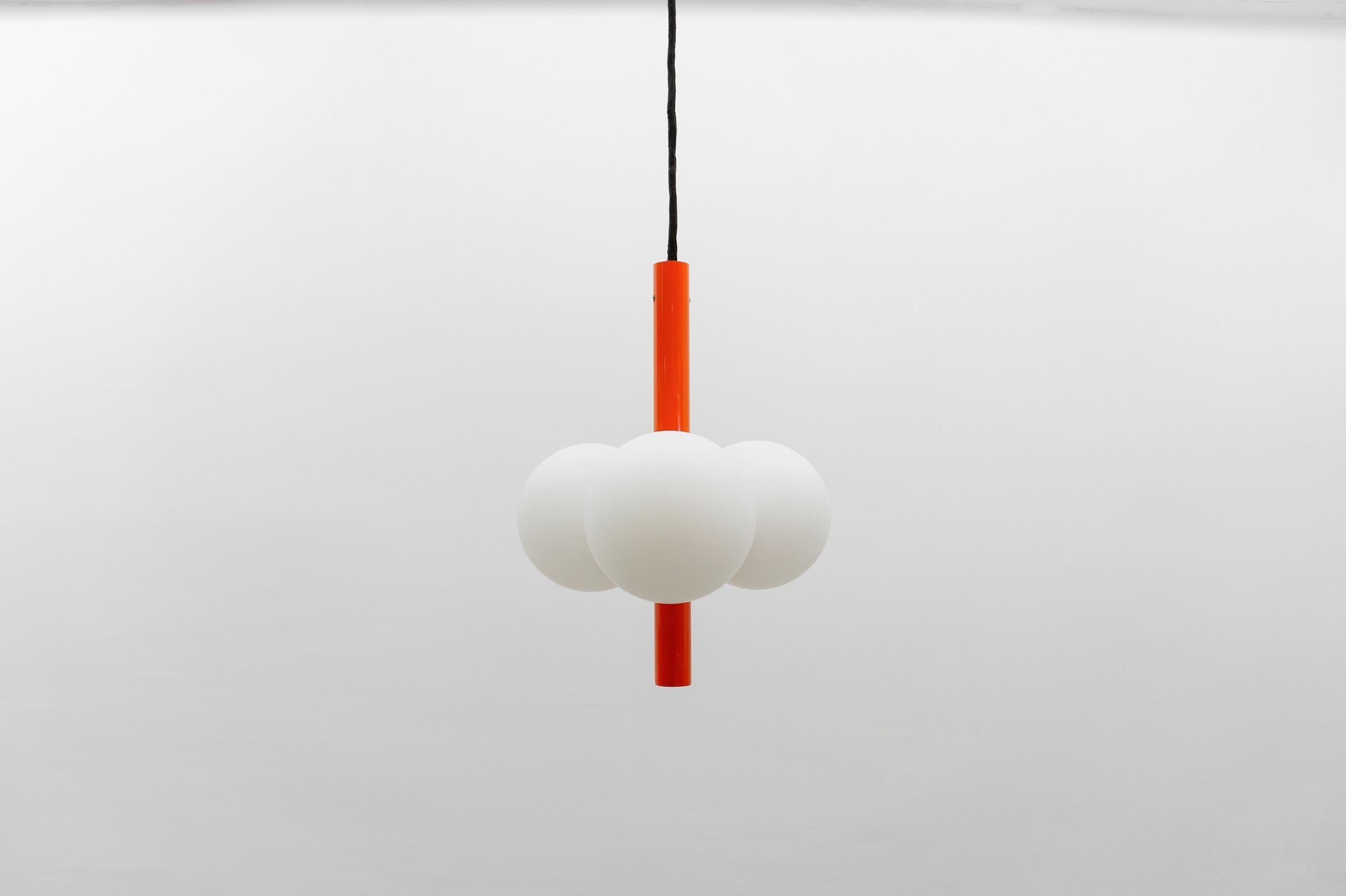 Mid-20th Century Orange Mid-Century Modern Sputnik Pendant Lamp by Kaiser Leuchten, Germany 1960s For Sale