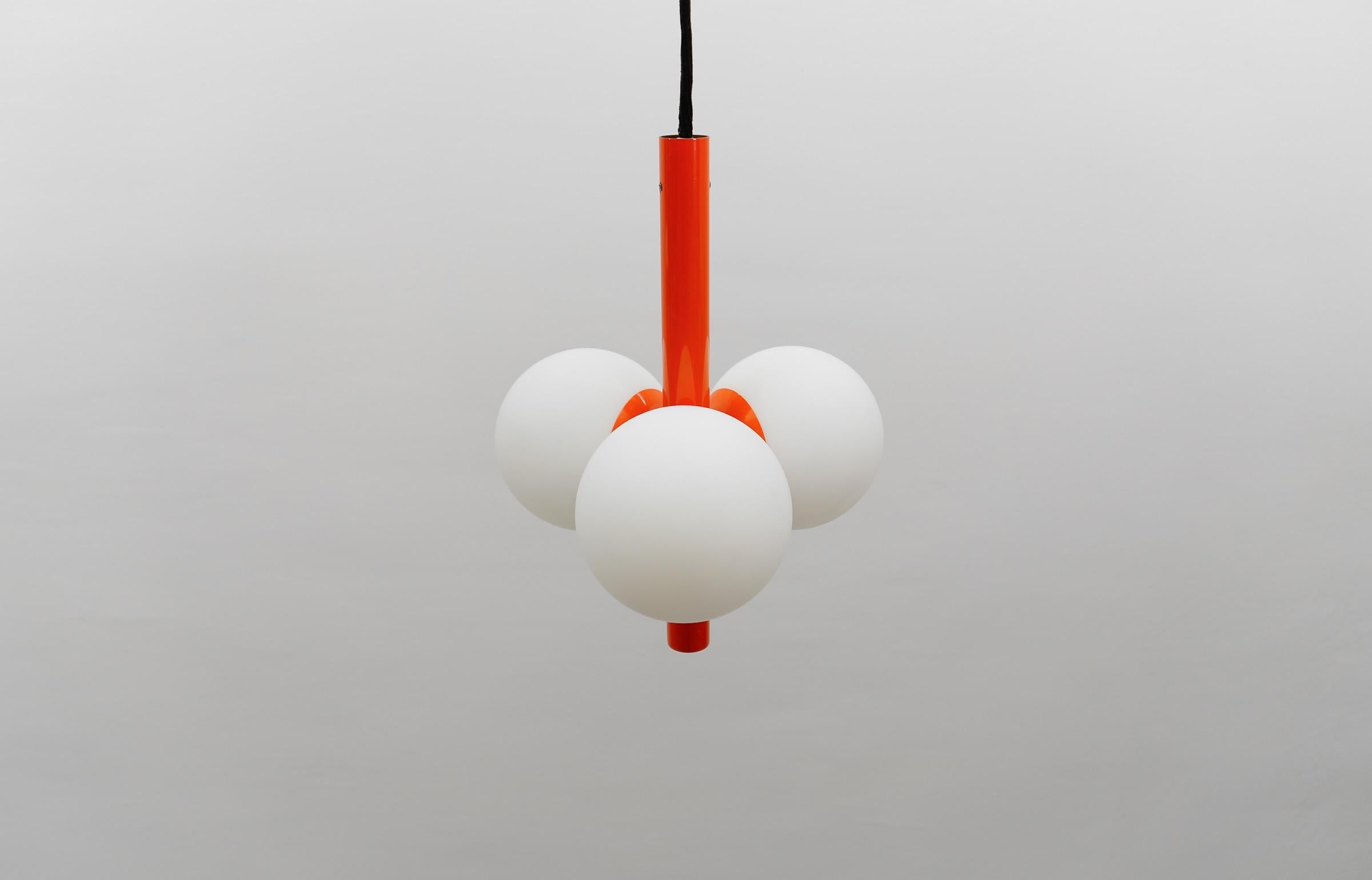 Metal Orange Mid-Century Modern Sputnik Pendant Lamp by Kaiser Leuchten, Germany 1960s For Sale