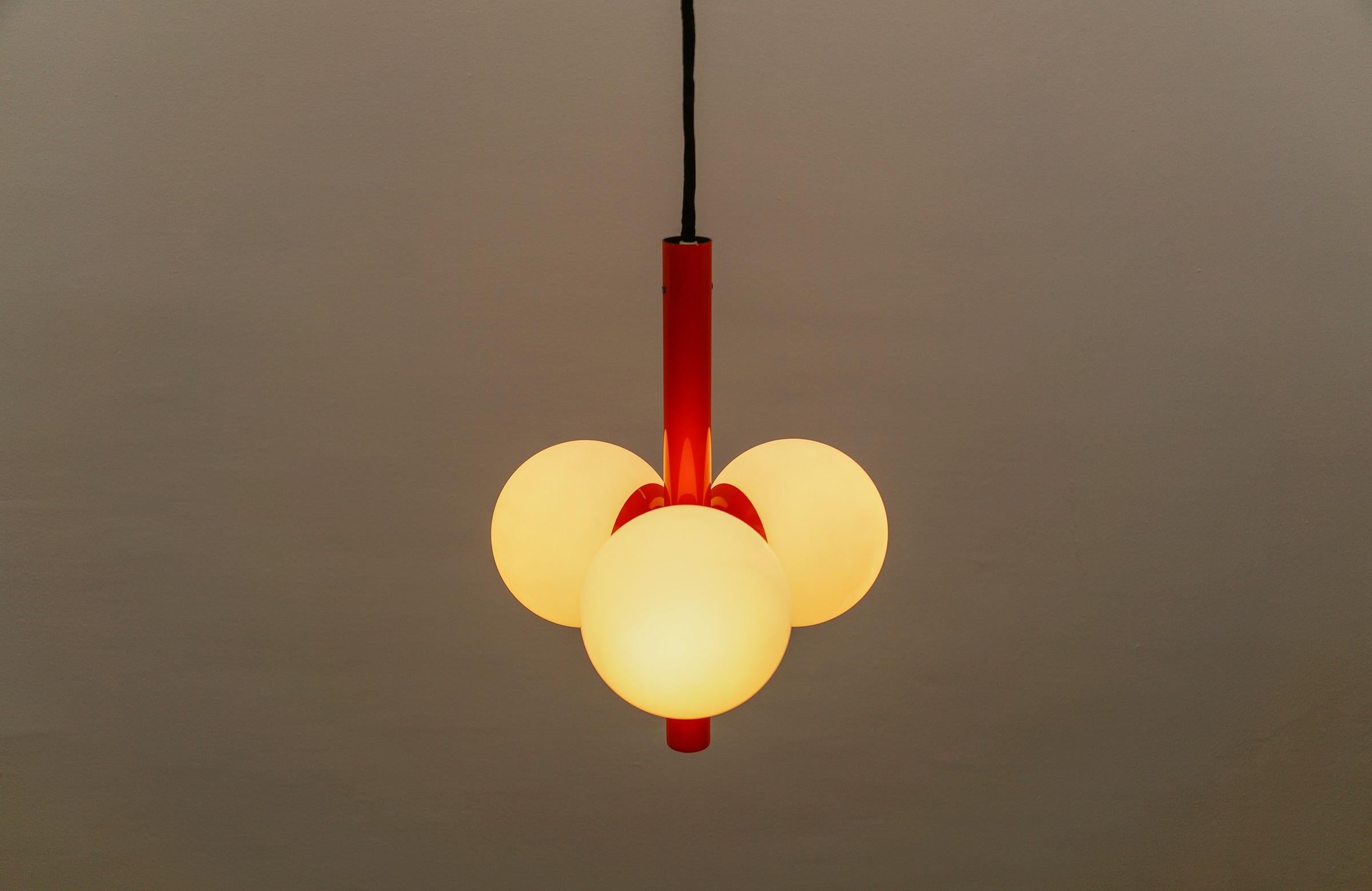 Orange Mid-Century Modern Sputnik Pendant Lamp by Kaiser Leuchten, Germany 1960s For Sale 1