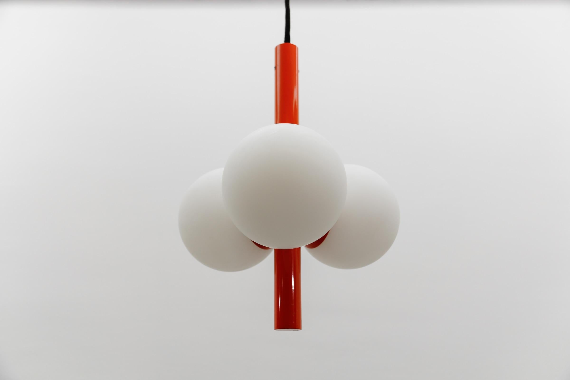 Orange Mid-Century Modern Sputnik Pendant Lamp by Kaiser Leuchten, Germany 1960s For Sale 2