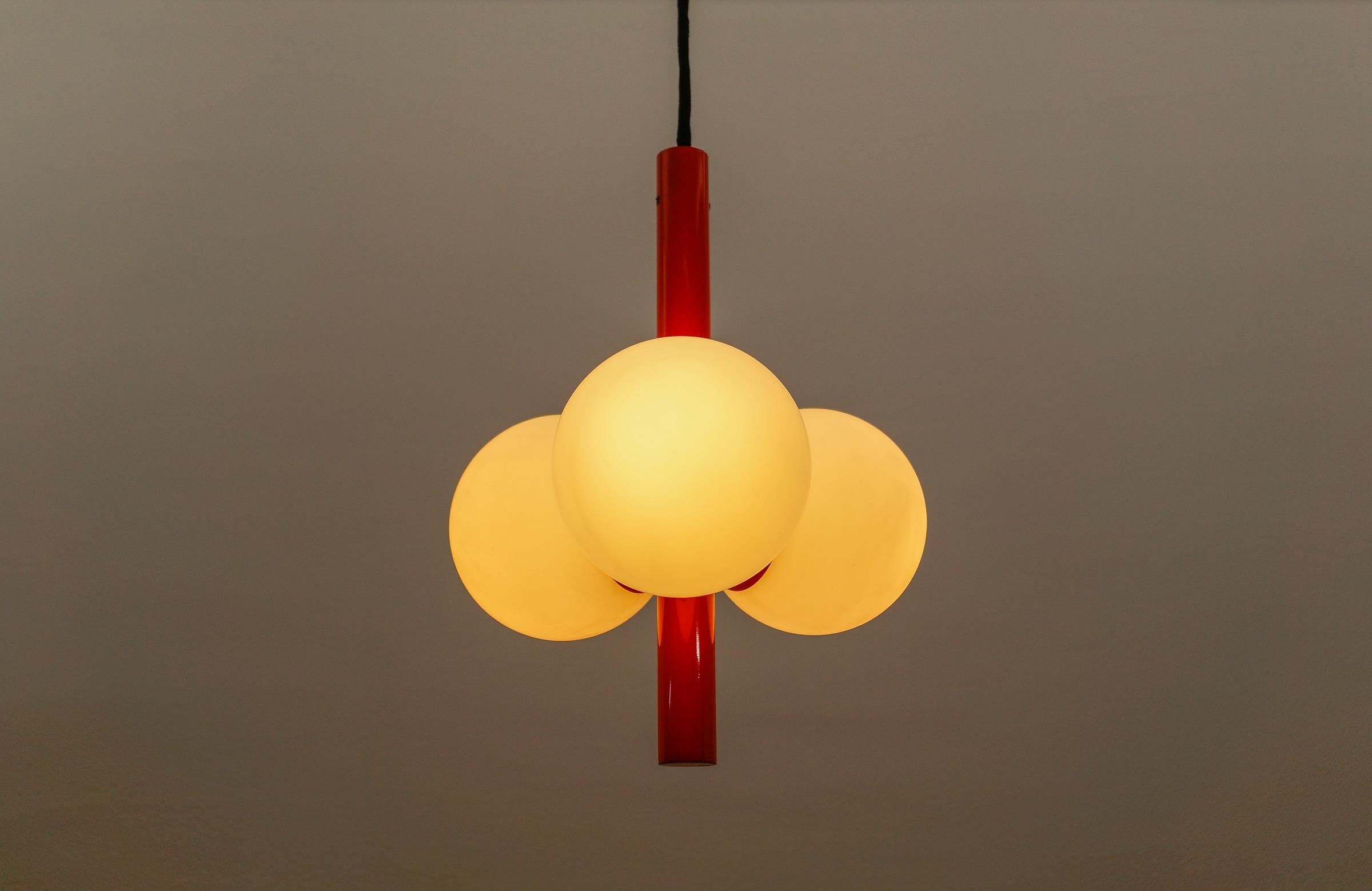 Orange Mid-Century Modern Sputnik Pendant Lamp by Kaiser Leuchten, Germany 1960s For Sale 3