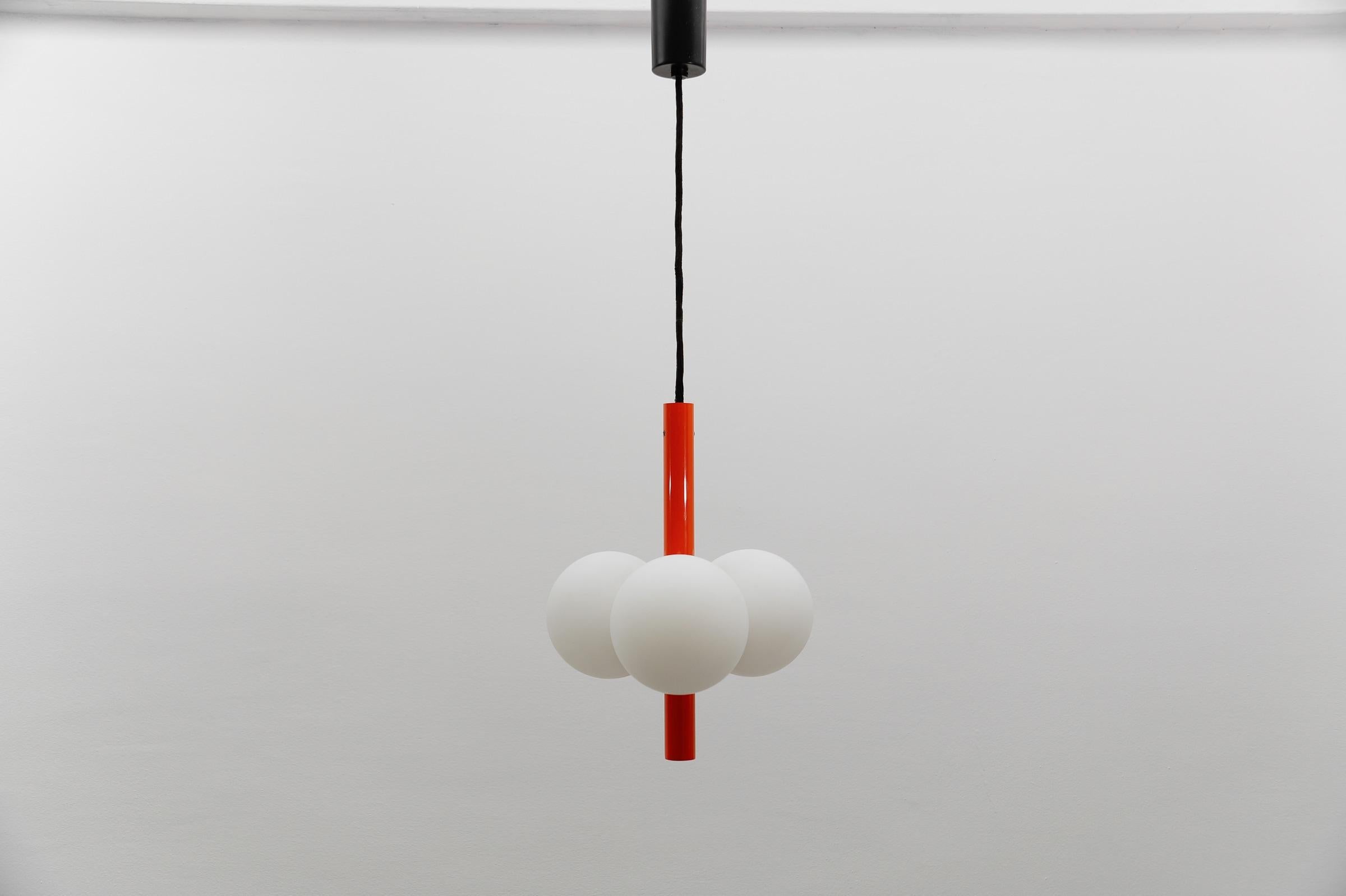 Orange Mid-Century Modern Sputnik Pendant Lamp by Kaiser Leuchten, Germany 1960s For Sale 4