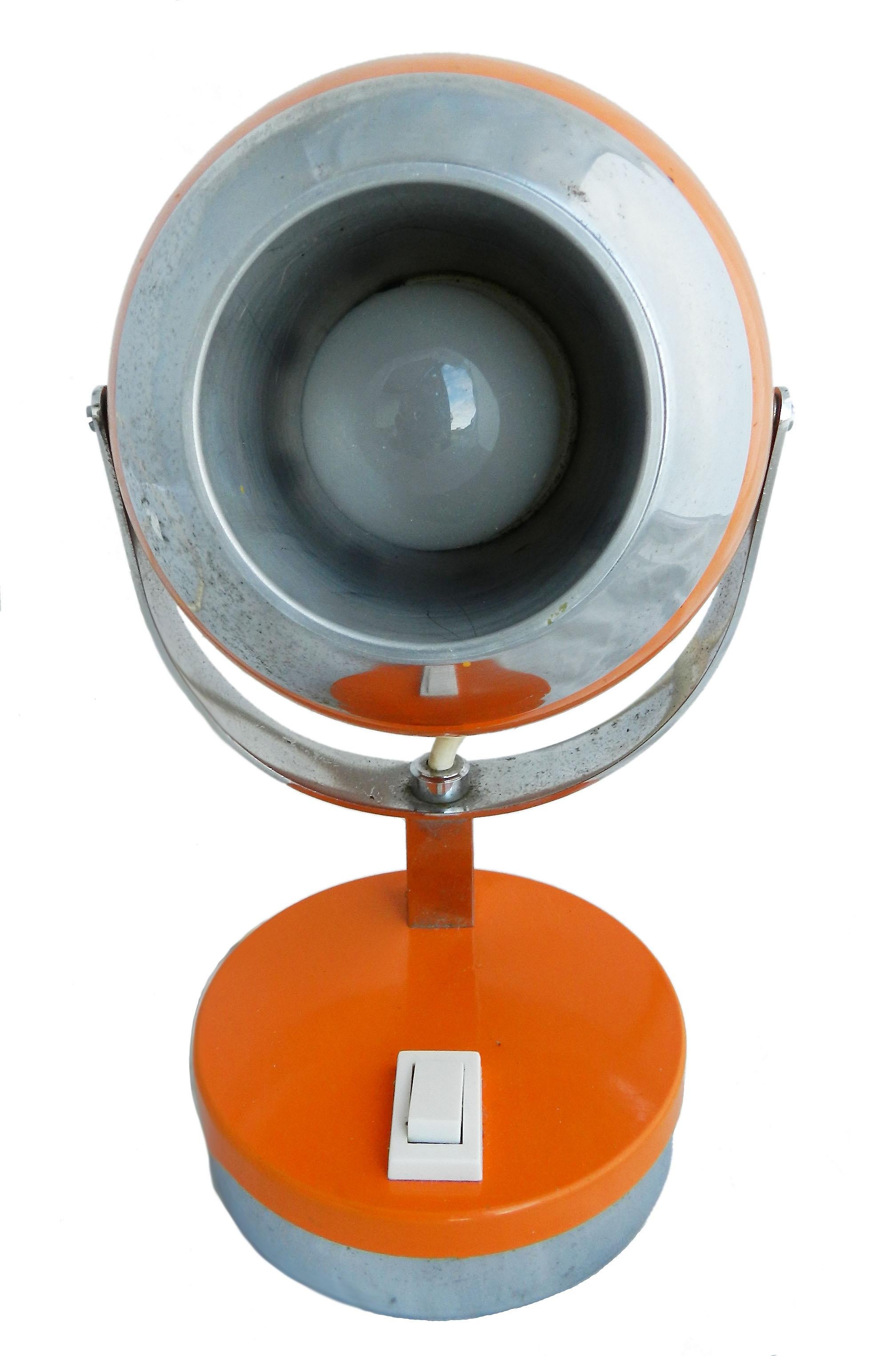 Mid-Century Modern Orange Midcentury Table Light or Side Lamp, circa 1960