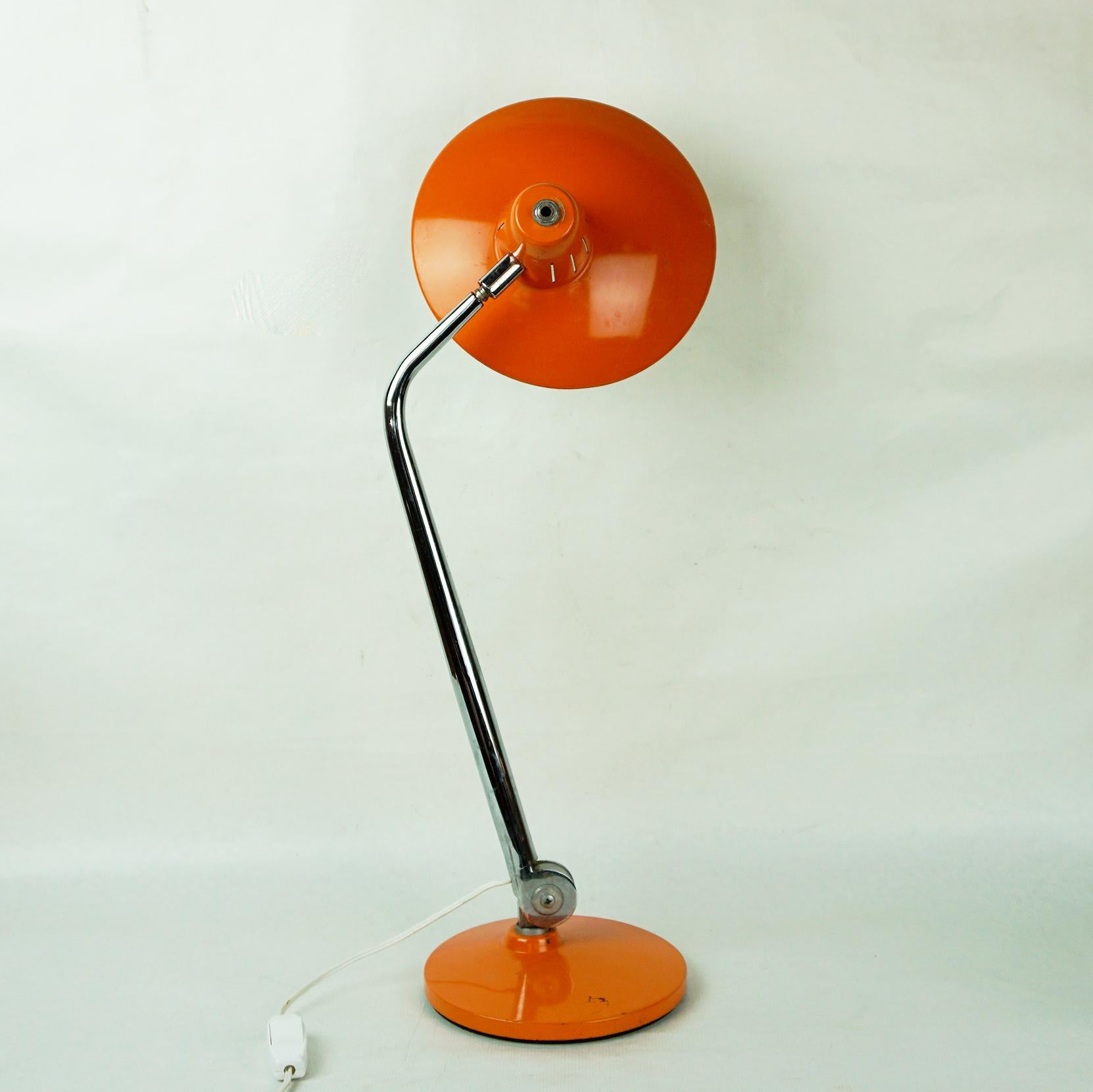 Mid-20th Century Orange Midcentury Adjustable Desk or Table Lamp by Fase Madrid Spain