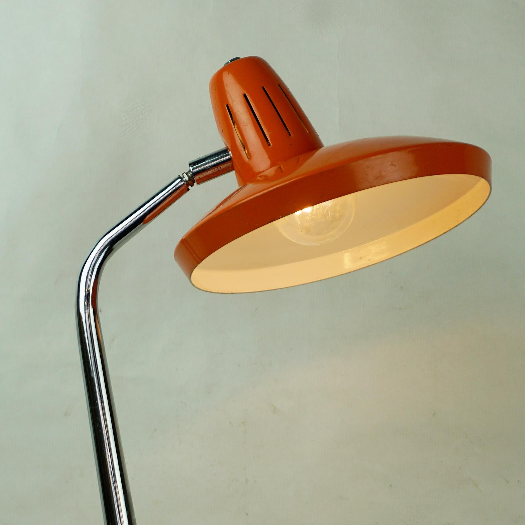 Metal Orange Midcentury Adjustable Desk or Table Lamp by Fase Madrid Spain