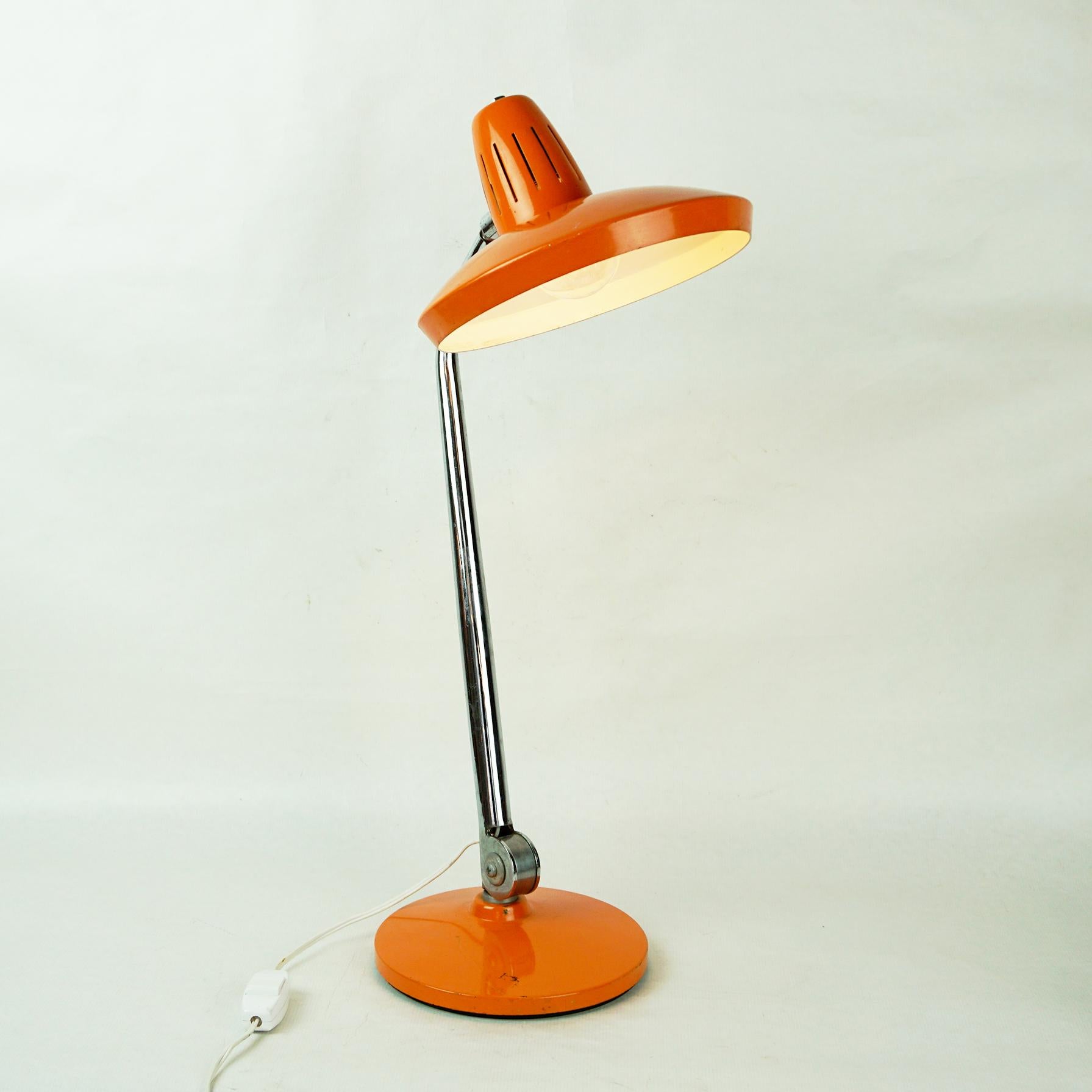 Orange Midcentury Adjustable Desk or Table Lamp by Fase Madrid Spain 1