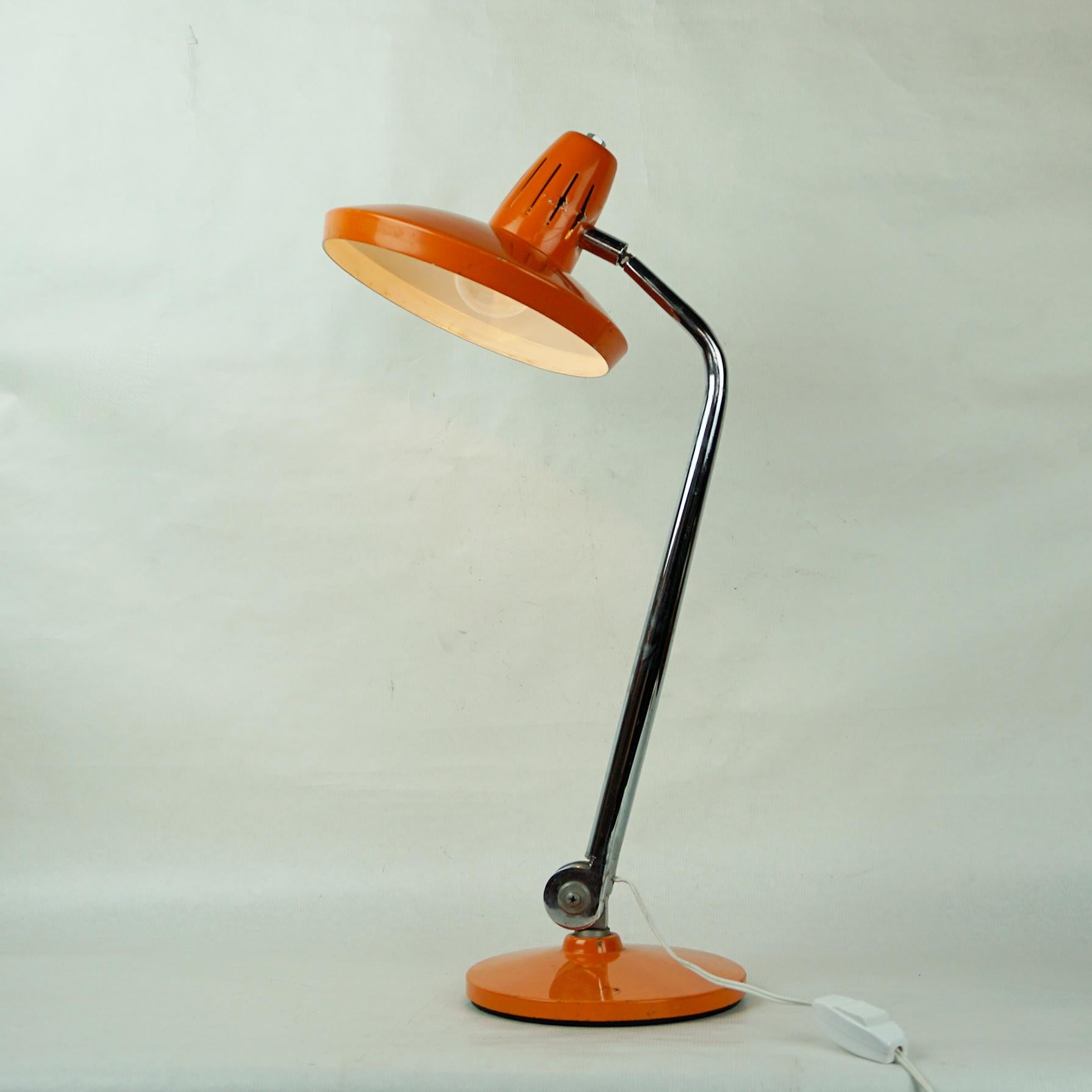 Orange Midcentury Adjustable Desk or Table Lamp by Fase Madrid Spain 2