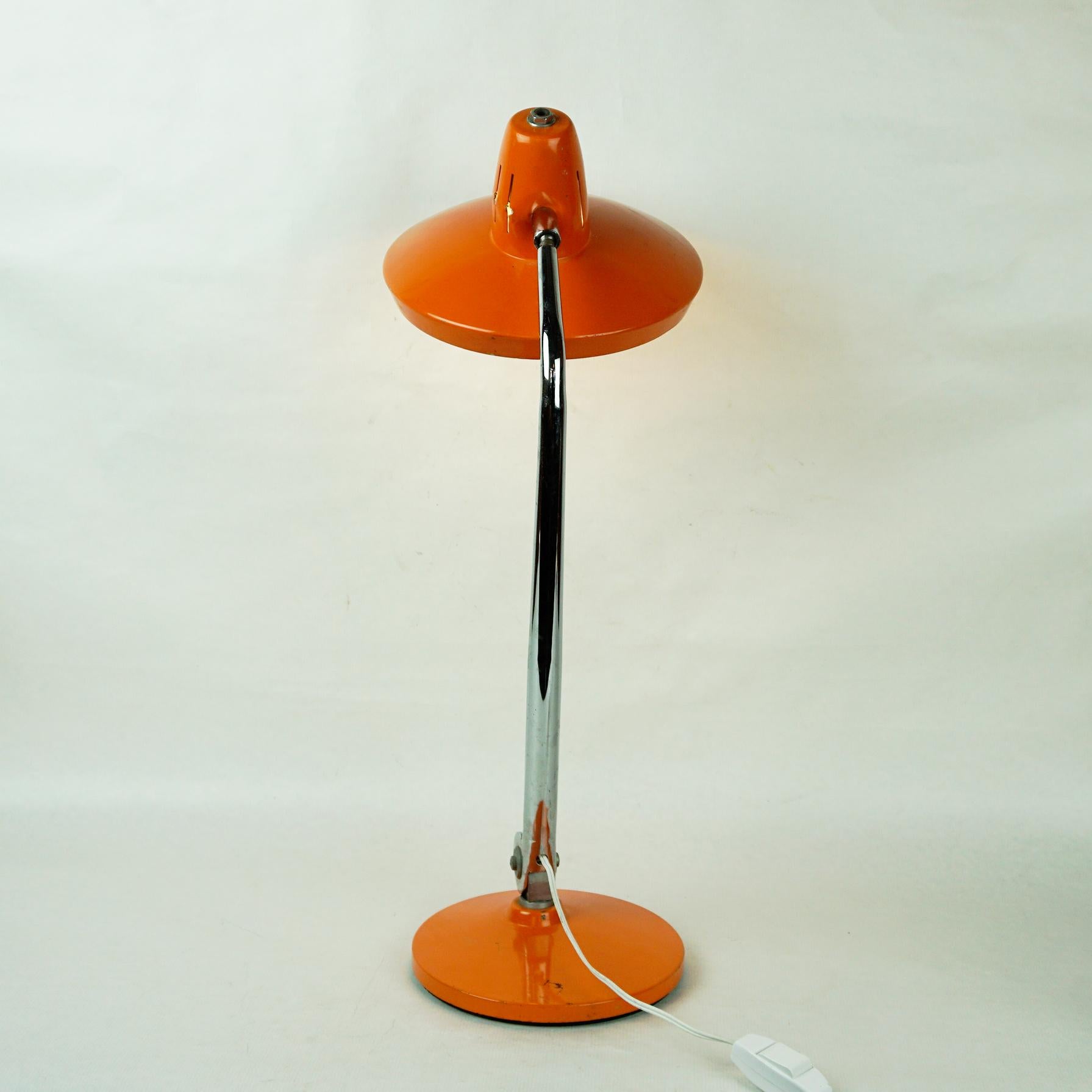 Orange Midcentury Adjustable Desk or Table Lamp by Fase Madrid Spain 3