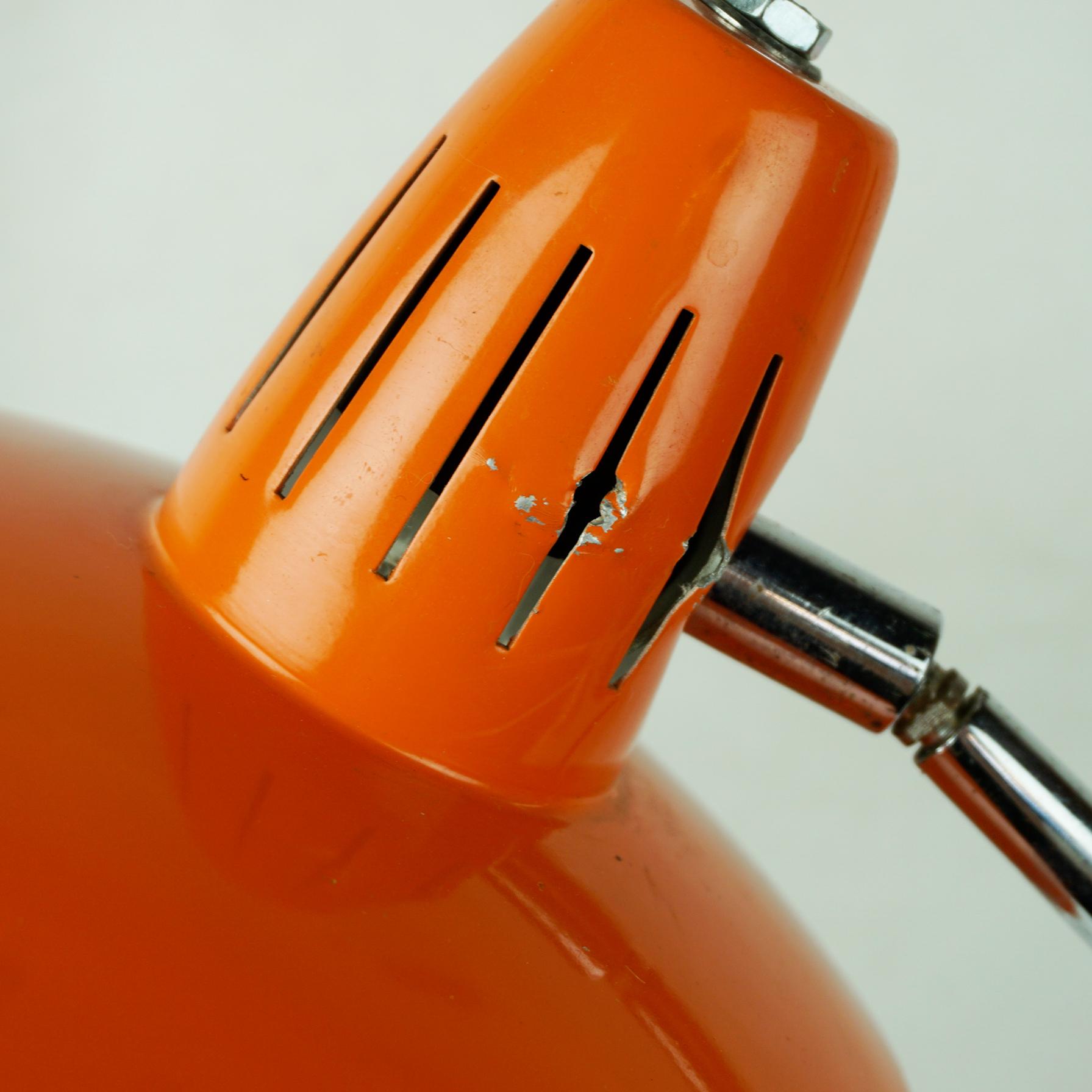 Mid-Century Modern Orange Midcentury Adjustable Desk or Table Lamp by Fase Madrid Spain