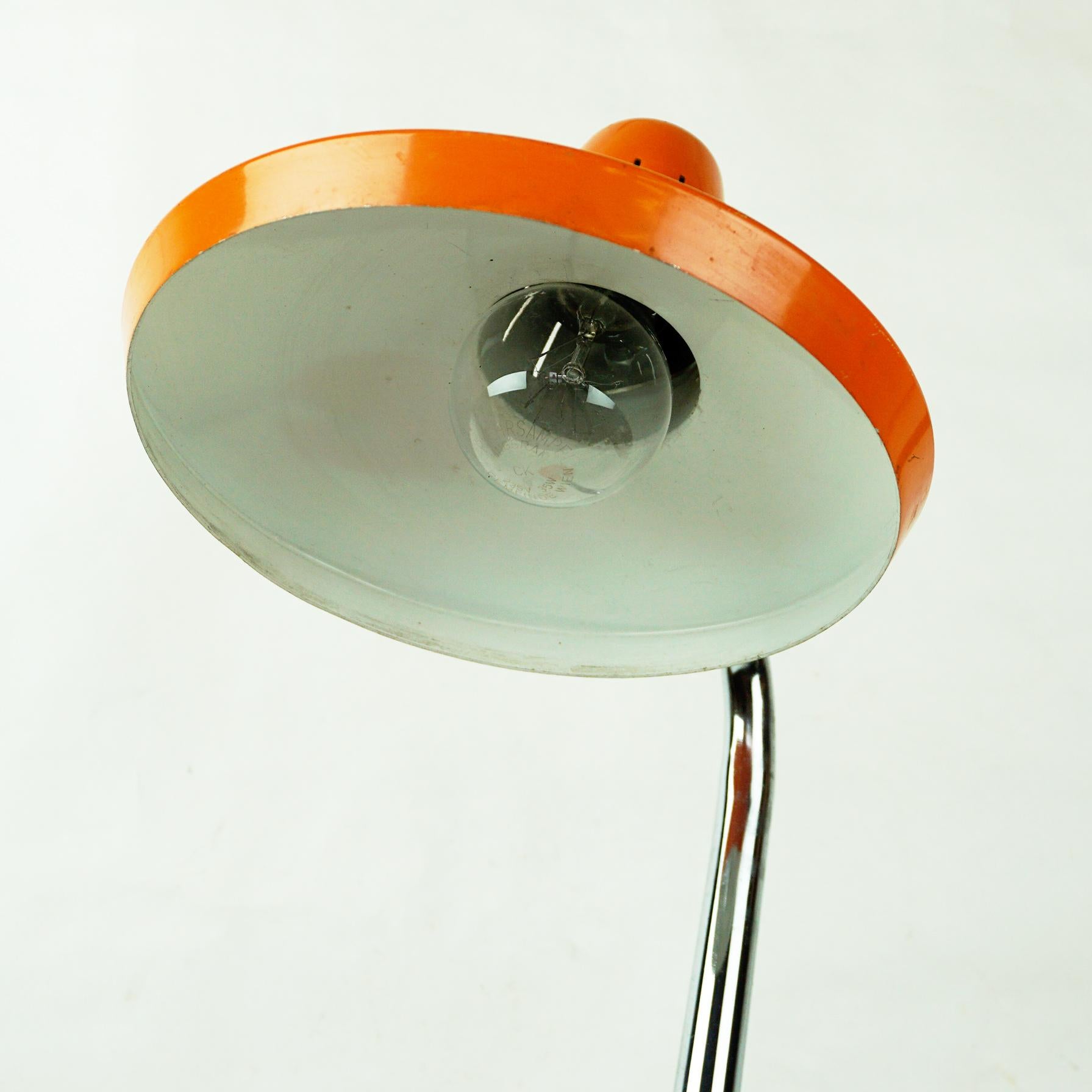 Lacquered Orange Midcentury Adjustable Desk or Table Lamp by Fase Madrid Spain
