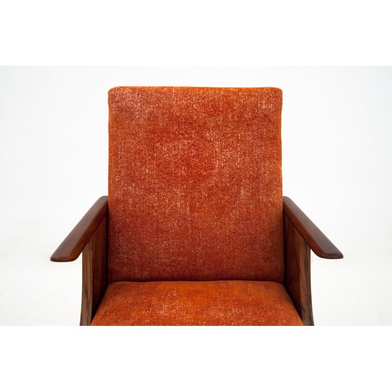 orange mid century armchair
