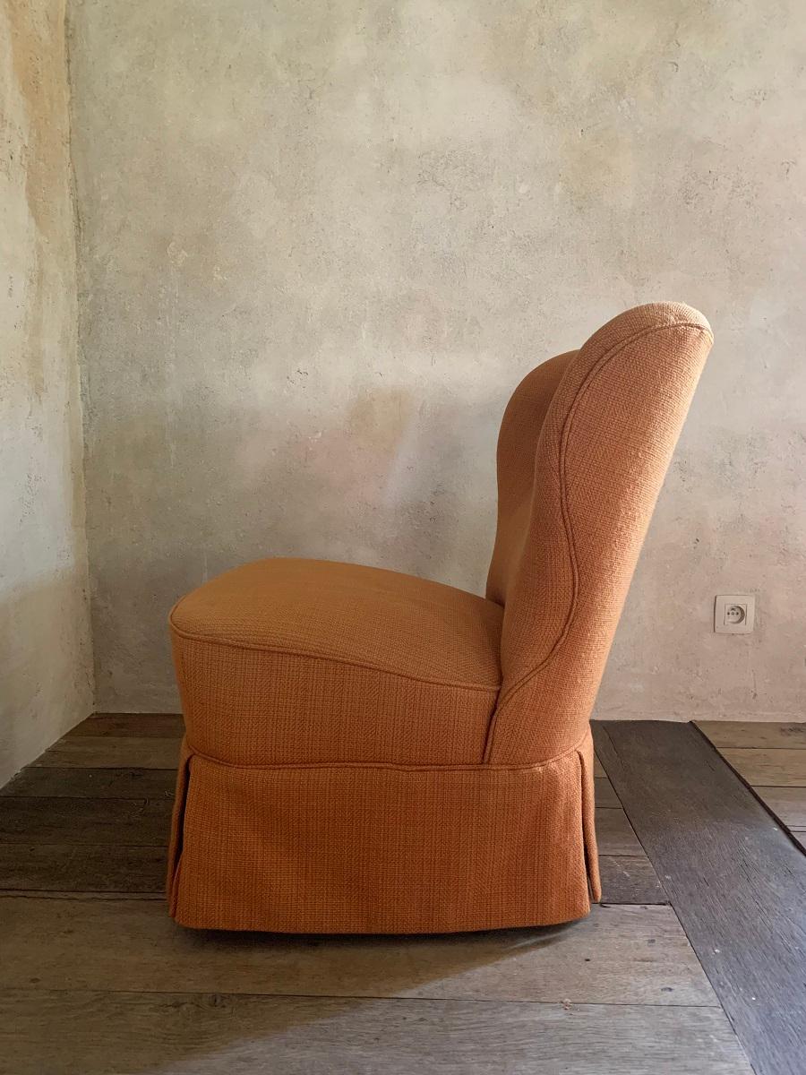 Hand-Crafted Orange Midcentury Cocktail Lounge Chair by Theo Ruth For Sale