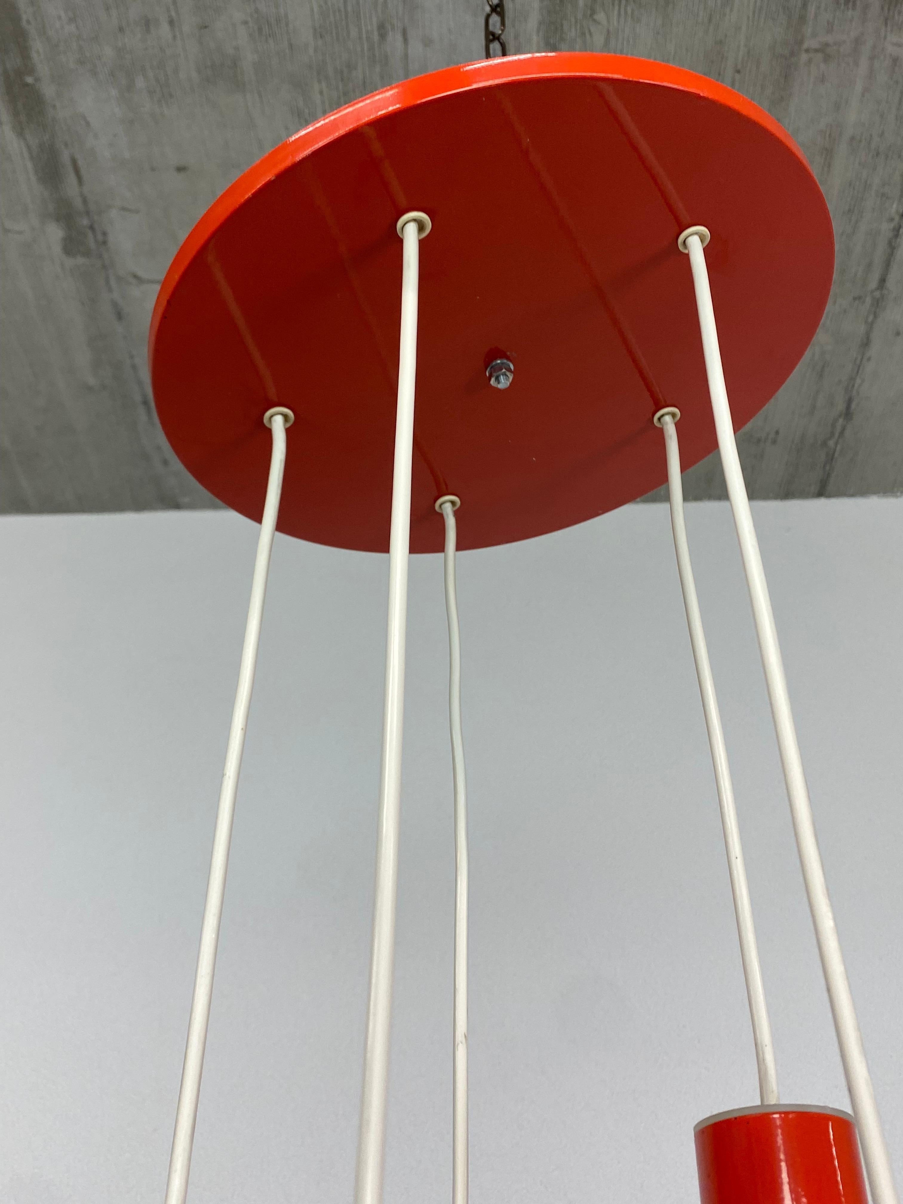Orange Mid-Century Modern Hanging Lamp In Good Condition For Sale In Banská Štiavnica, SK