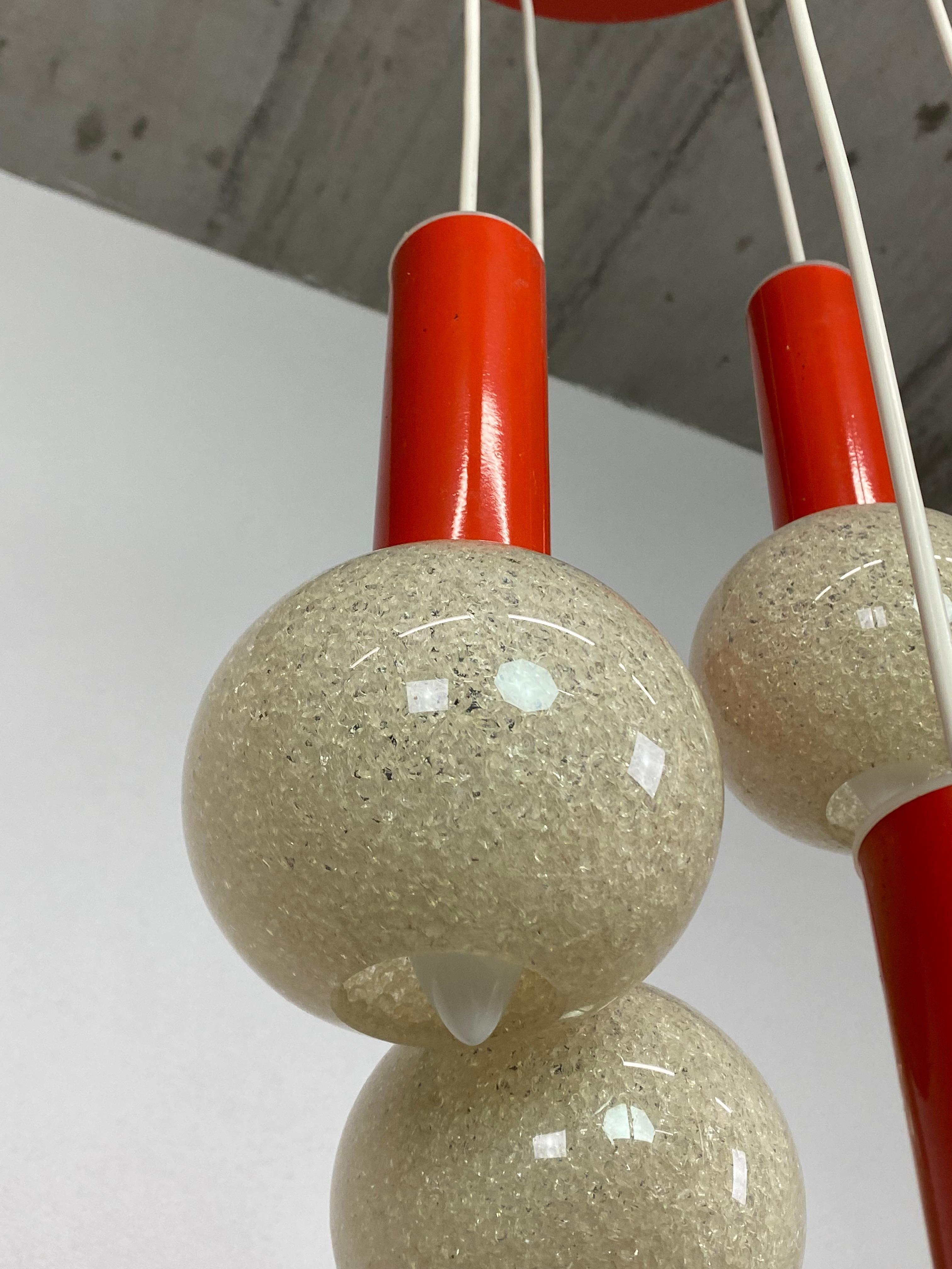 Metal Orange Mid-Century Modern Hanging Lamp For Sale