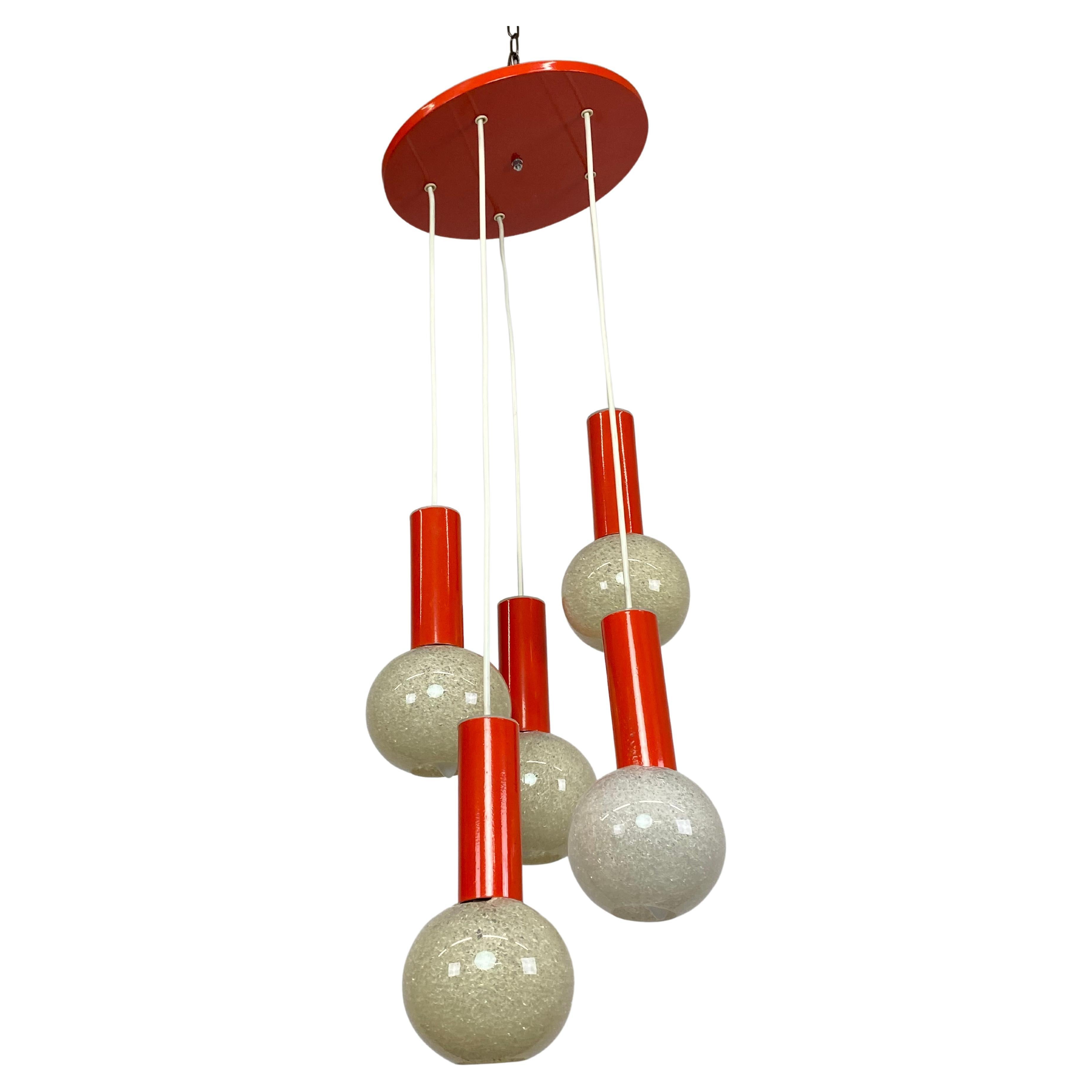 Orange Mid-Century Modern Hanging Lamp For Sale