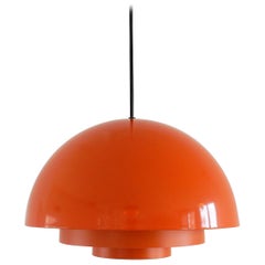 Retro Orange Milieu Pendant Lamp by Jo Hammerborg for Fog and Mørup, Denmark, 1970s