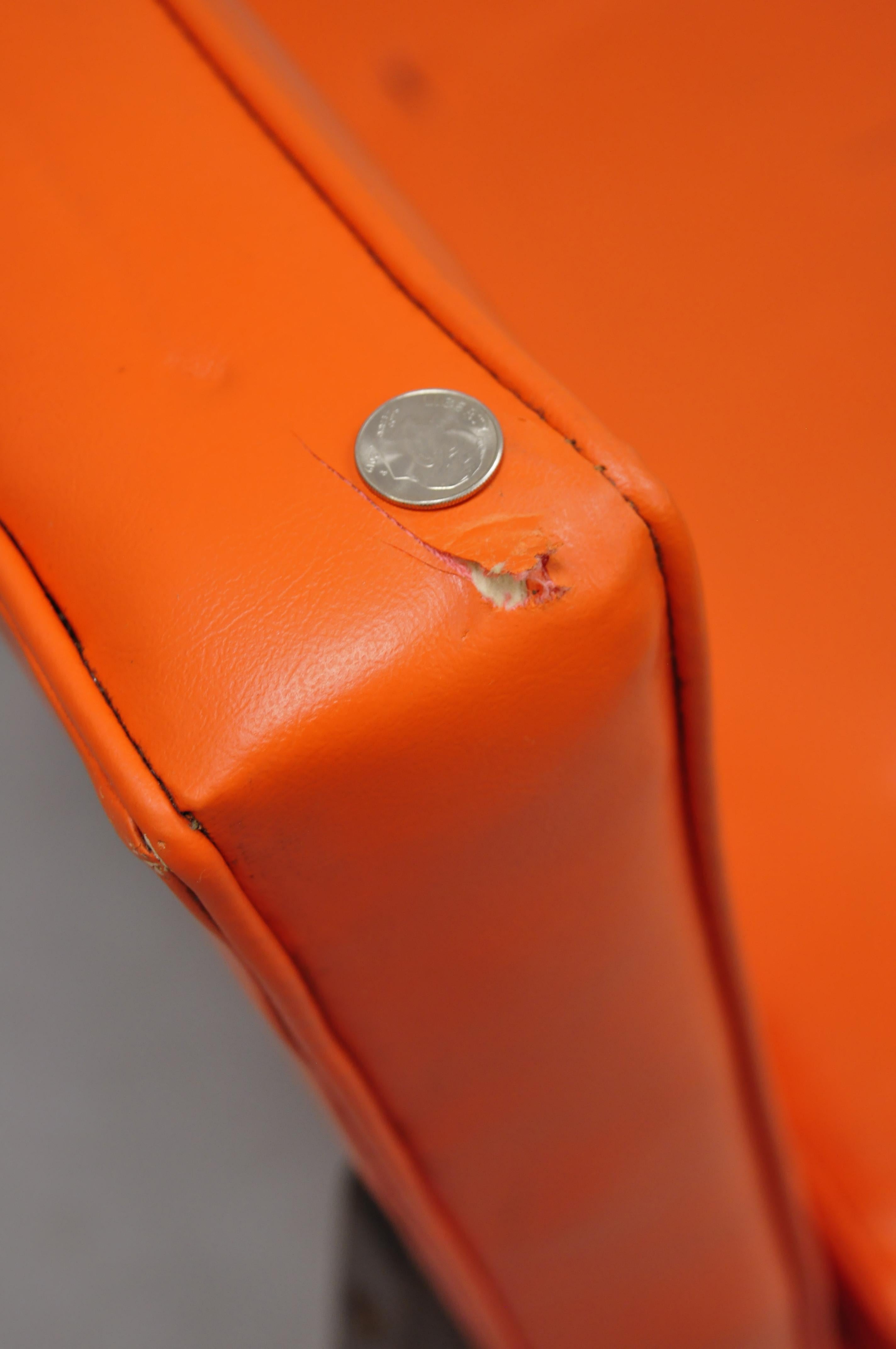 Orange Milo Baughman for Thayer Coggin Teak and Vinyl Slipper Lounge Chair For Sale 1