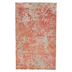 Apadana's Safi Kollektion, handgefertigter abstrakter Oversize-Wollteppich in Orange, modern