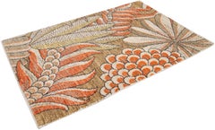 Orange Modern Handmade Floral Custom Wool and Silk Rug