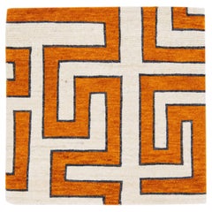 Orange Modern Handmade Geometric Custom Wool Rug