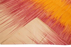 Abstrakter, handgefertigter Oversize-Wollteppich in Flachgewebe, Kelim, Moderner Kelim
