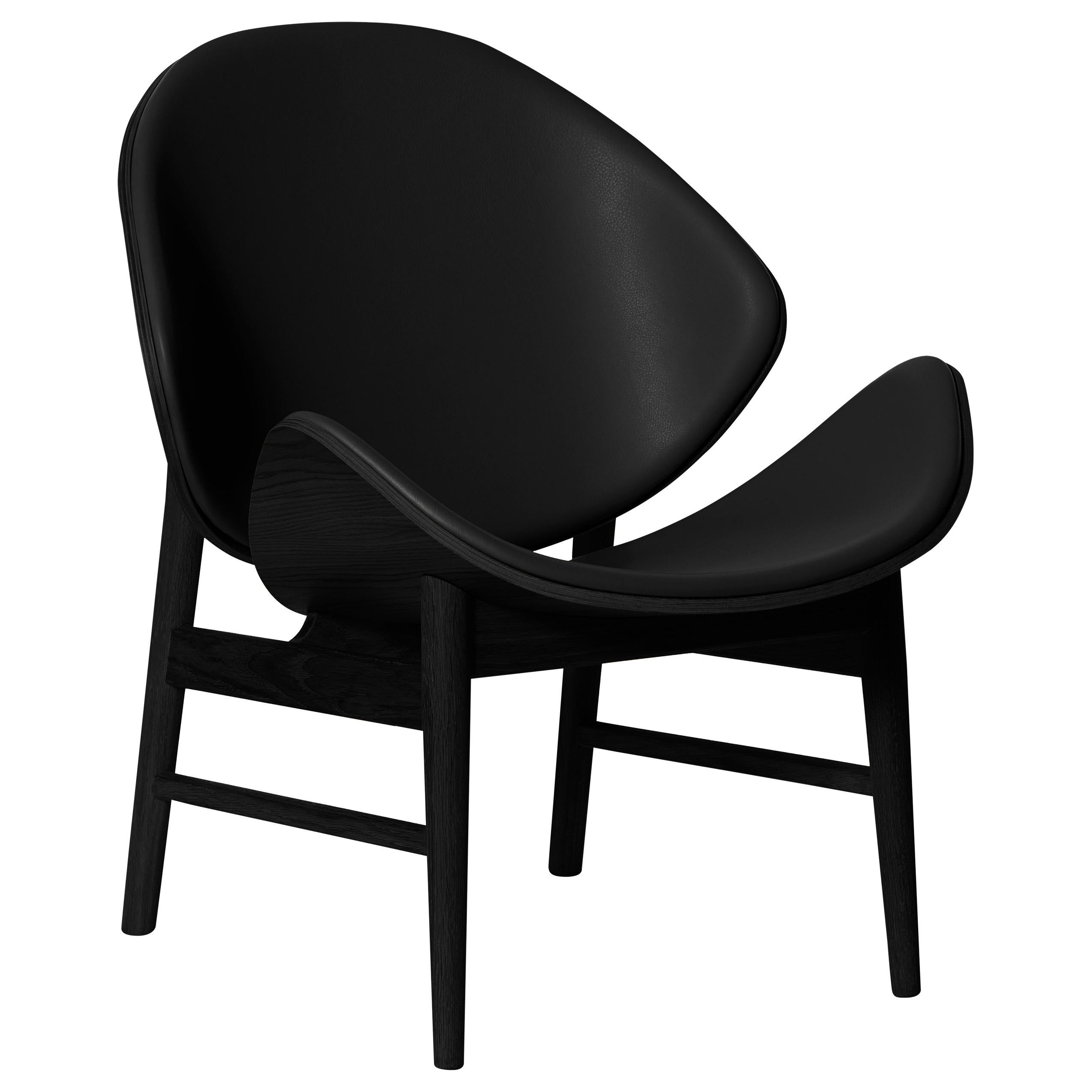 For Sale: Black (Challenger Black) Orange Monochrome Lounge Chair in Black Oak with Upholstery, by Hans Olsen