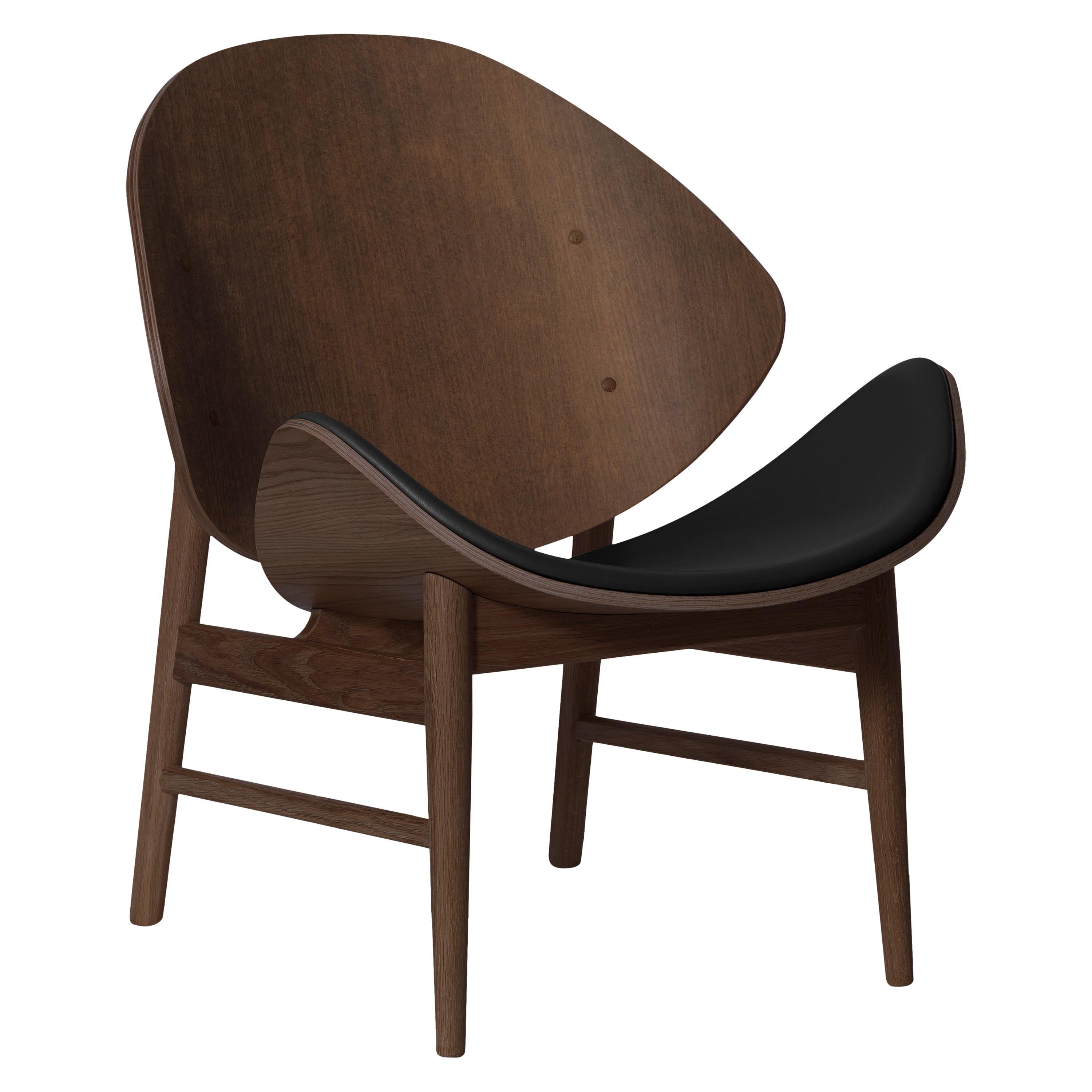 For Sale: Black (Challenger Black) Orange Monochrome Lounge Chair in Smoked Oak with Upholstered Seat, by Hans