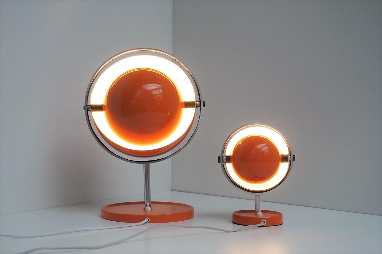 Orange Moon Light Table Lamps by Brylle & Jacobsen, Danish Space Age, 1970s For Sale 4