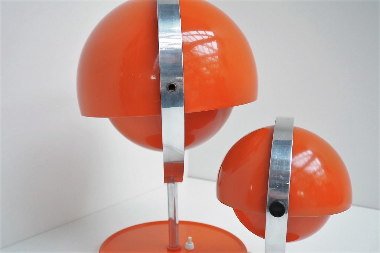 Orange Moon Light Table Lamps by Brylle & Jacobsen, Danish Space Age, 1970s For Sale 5