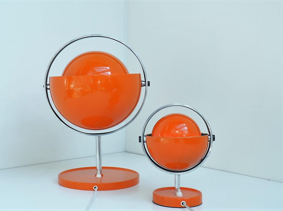 Orange Moon Light Table Lamps by Brylle & Jacobsen, Danish Space Age, 1970s For Sale 6