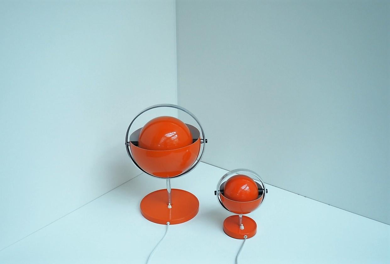 20th Century Orange Moon Light Table Lamps by Brylle & Jacobsen, Danish Space Age, 1970s For Sale