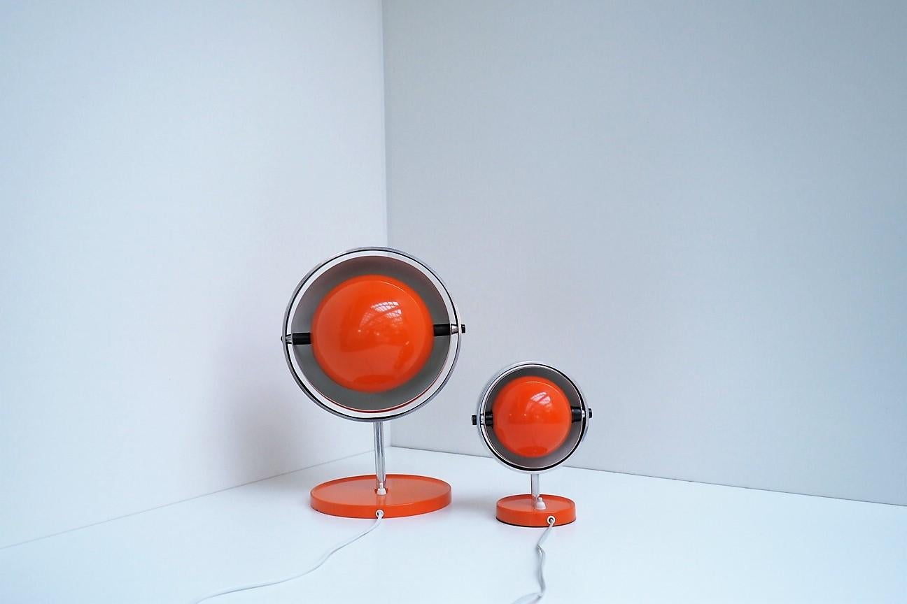 Orange Moon Light Table Lamps by Brylle & Jacobsen, Danish Space Age, 1970s For Sale 1