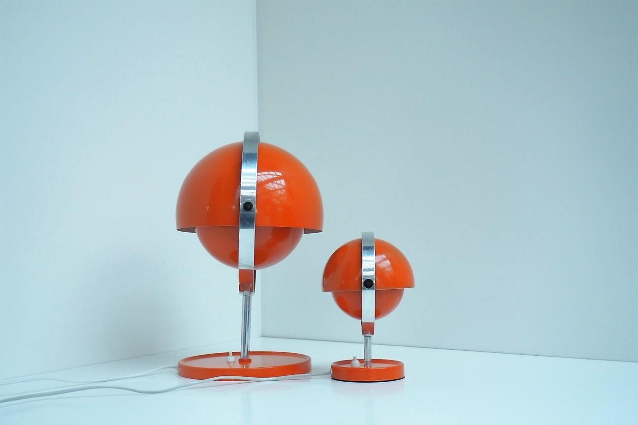 Orange Moon Light Table Lamps by Brylle & Jacobsen, Danish Space Age, 1970s For Sale 2