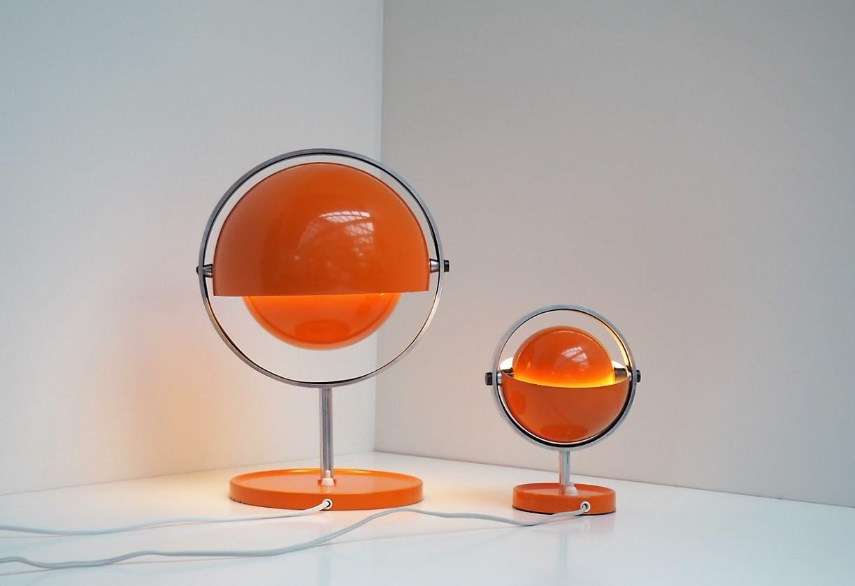 Orange Moon Light Table Lamps by Brylle & Jacobsen, Danish Space Age, 1970s For Sale 3