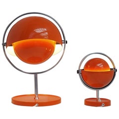 Vintage Orange Moon Light Table Lamps by Brylle & Jacobsen, Danish Space Age, 1970s