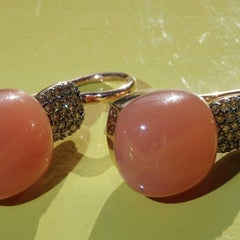 Orange Moonstone Brilliant Earrings 0.26 ct 14 ct best Goldsmithwork from Italy