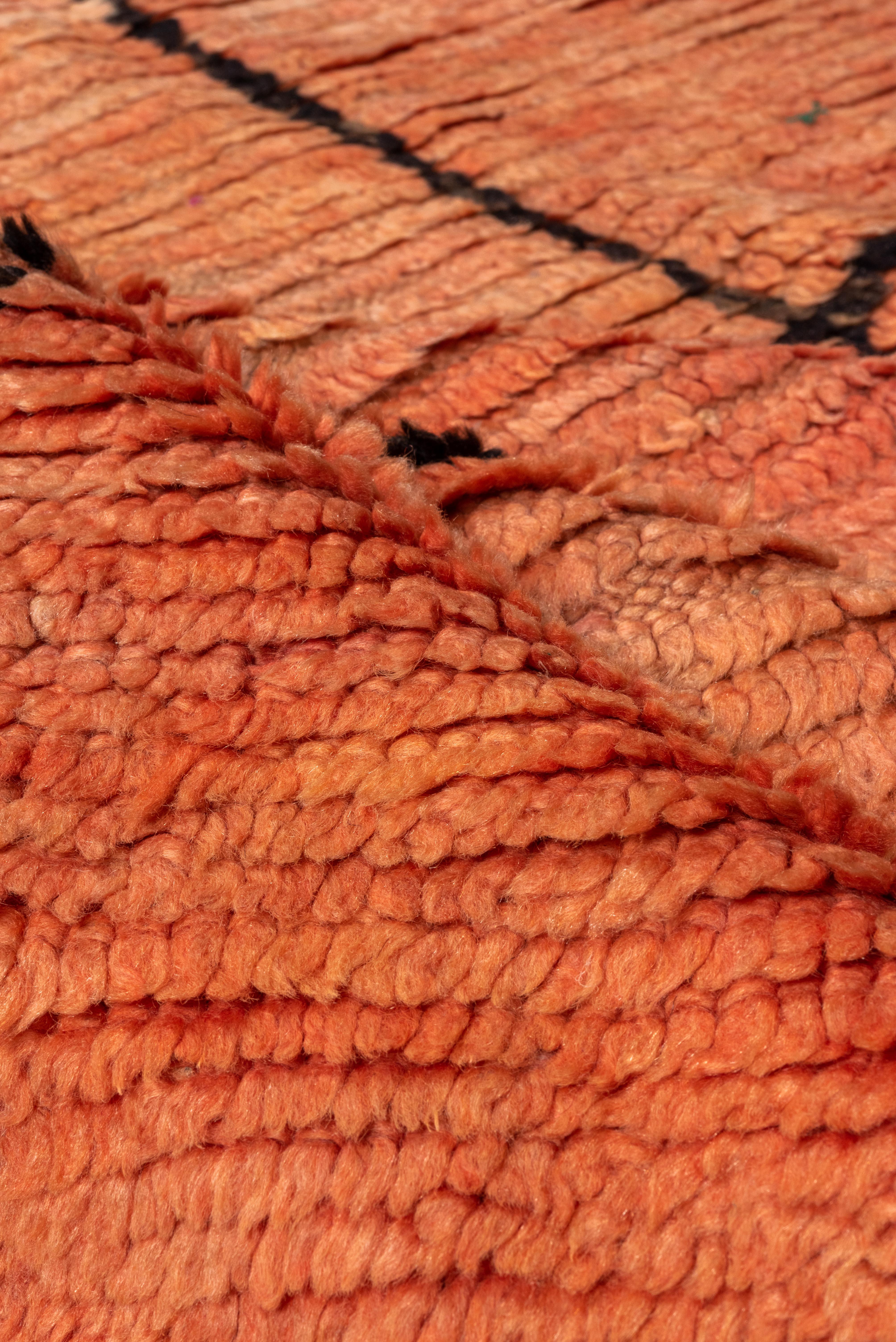 Hand-Knotted Orange Moroccan Wool Rug in Hermes Orange 