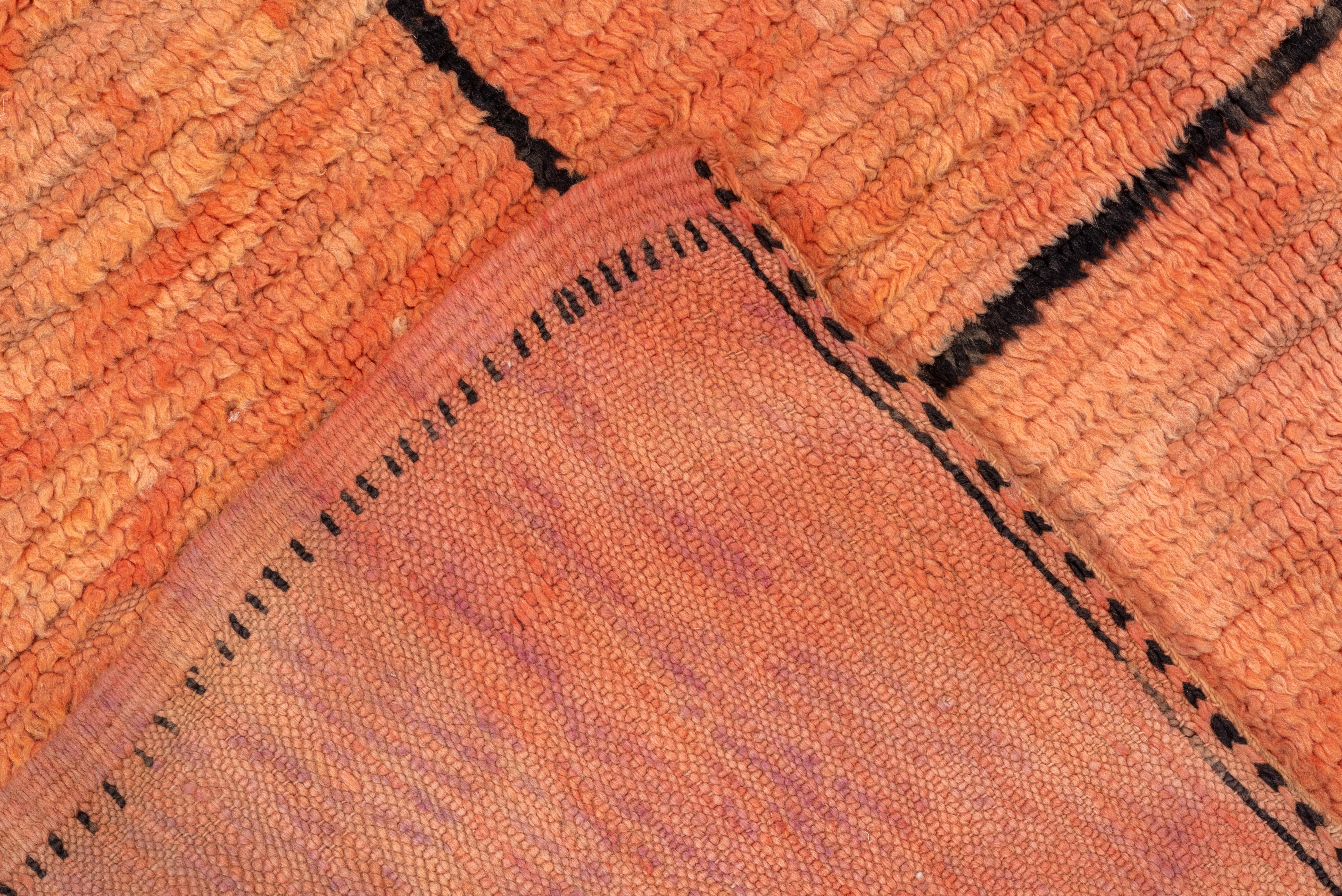 Orange Moroccan Wool Rug in Hermes Orange  In Fair Condition In New York, NY