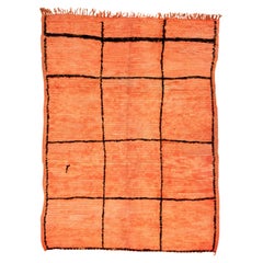 Orange Moroccan Wool Rug in Hermes Orange