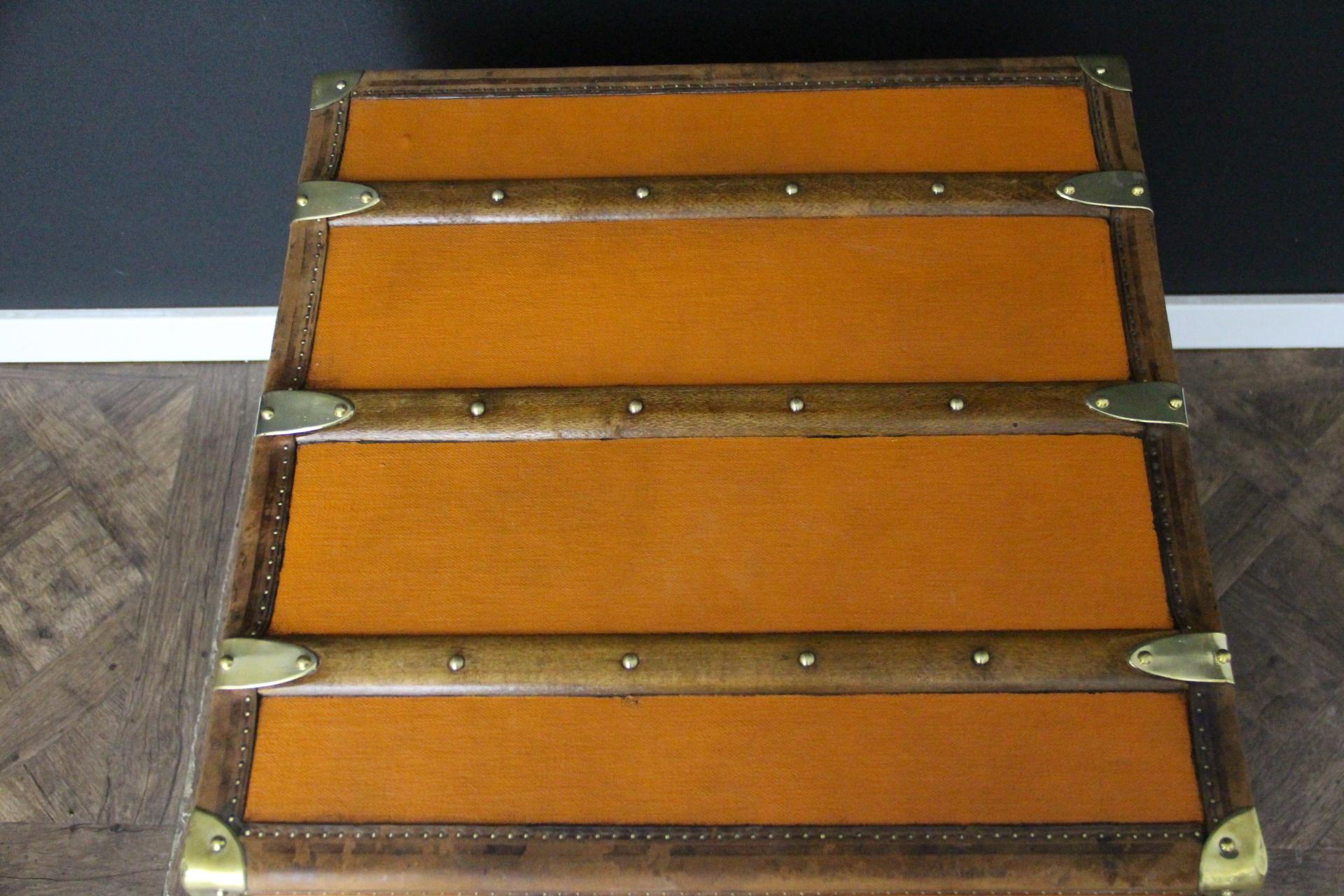 Orange Moynat Trunk, Moynat Steamer Trunk, Moynat Hat Trunk, Moynat Cube Trunk For Sale 4